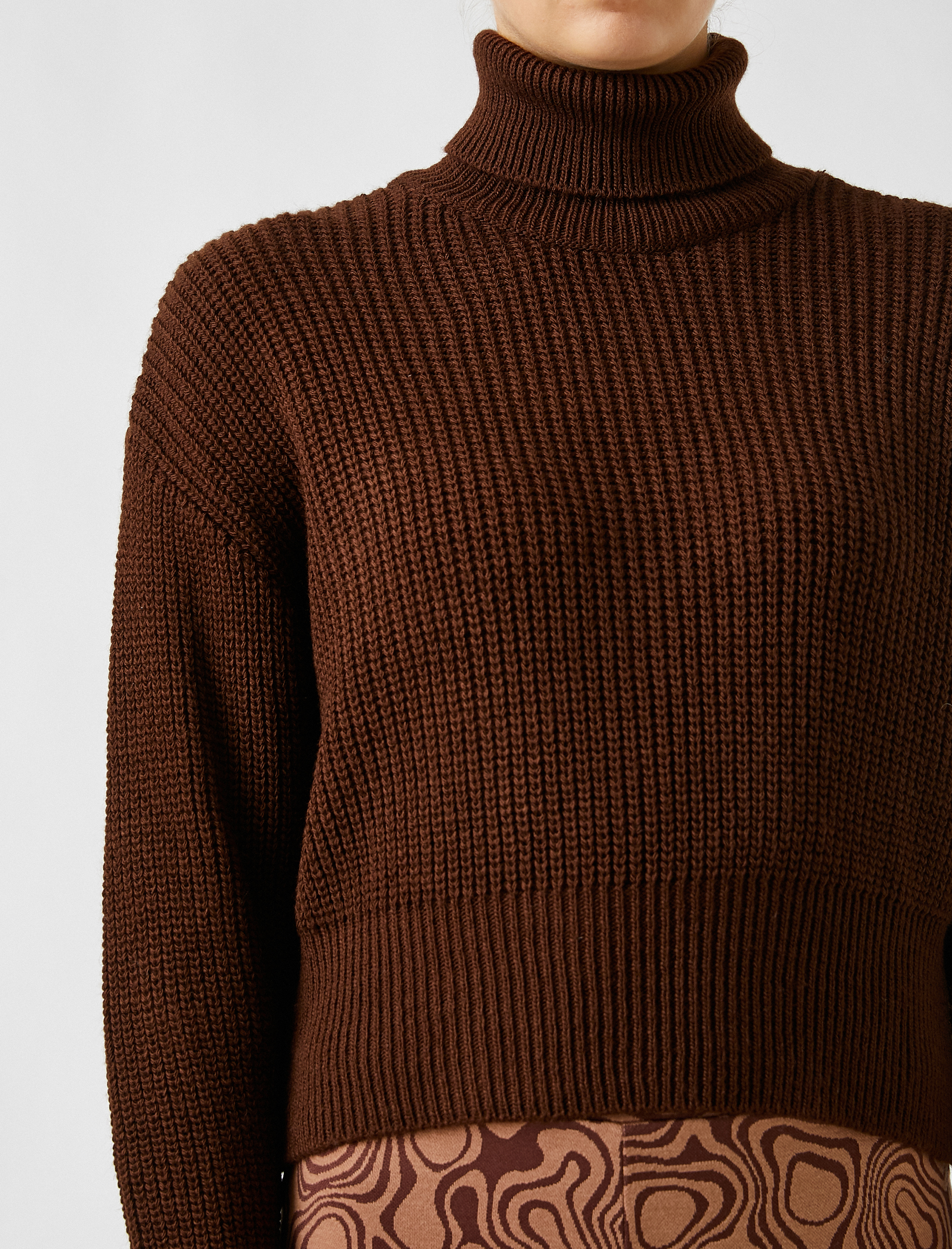   Oversize Balıkçı Yaka Kazak Triko Uzun Kollu Kaşmir Dokulu