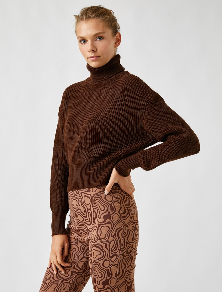  Oversize Balıkçı Yaka Kazak Triko Uzun Kollu Kaşmir Dokulu