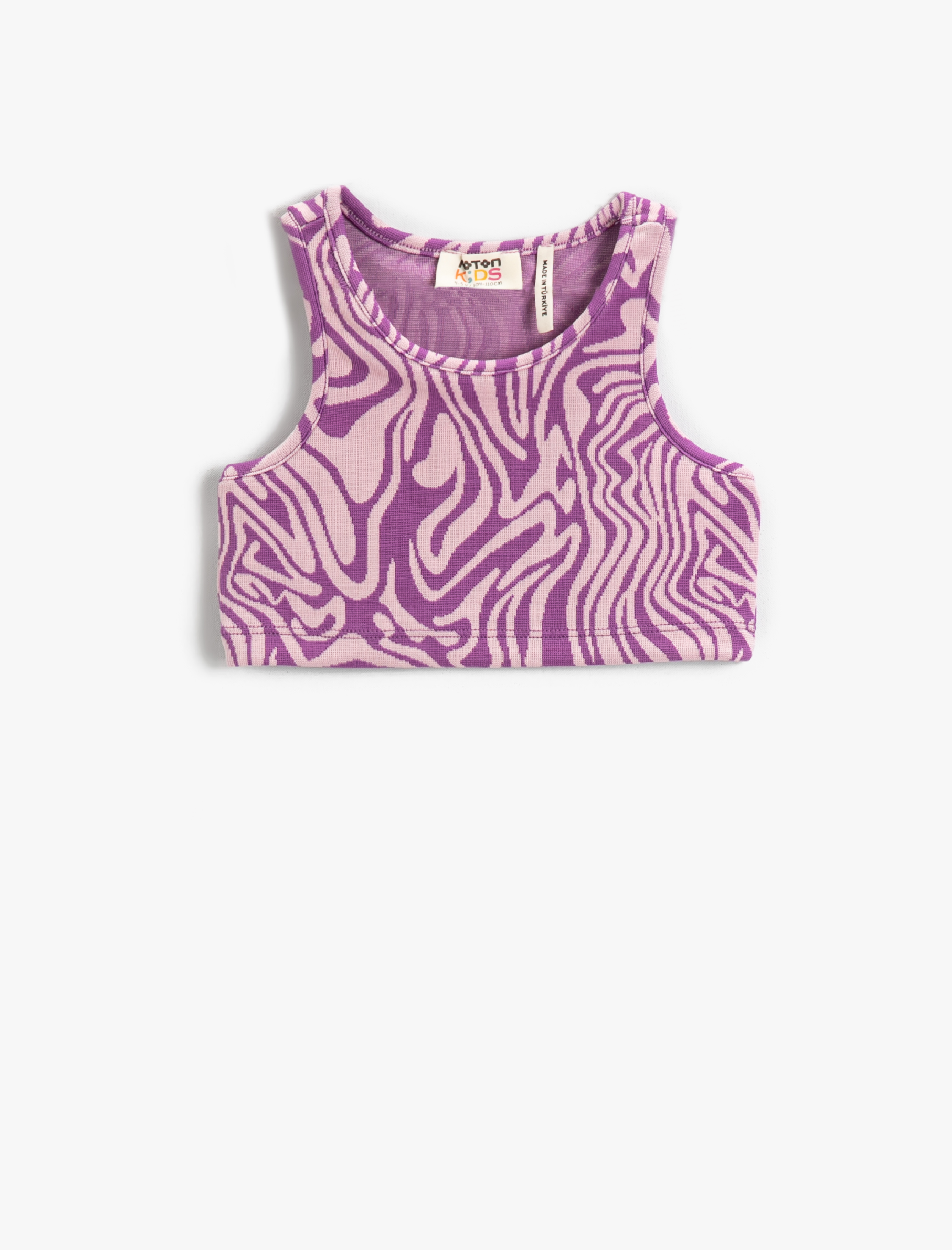  Kız Çocuk Desenli Halter Yaka Crop Atlet