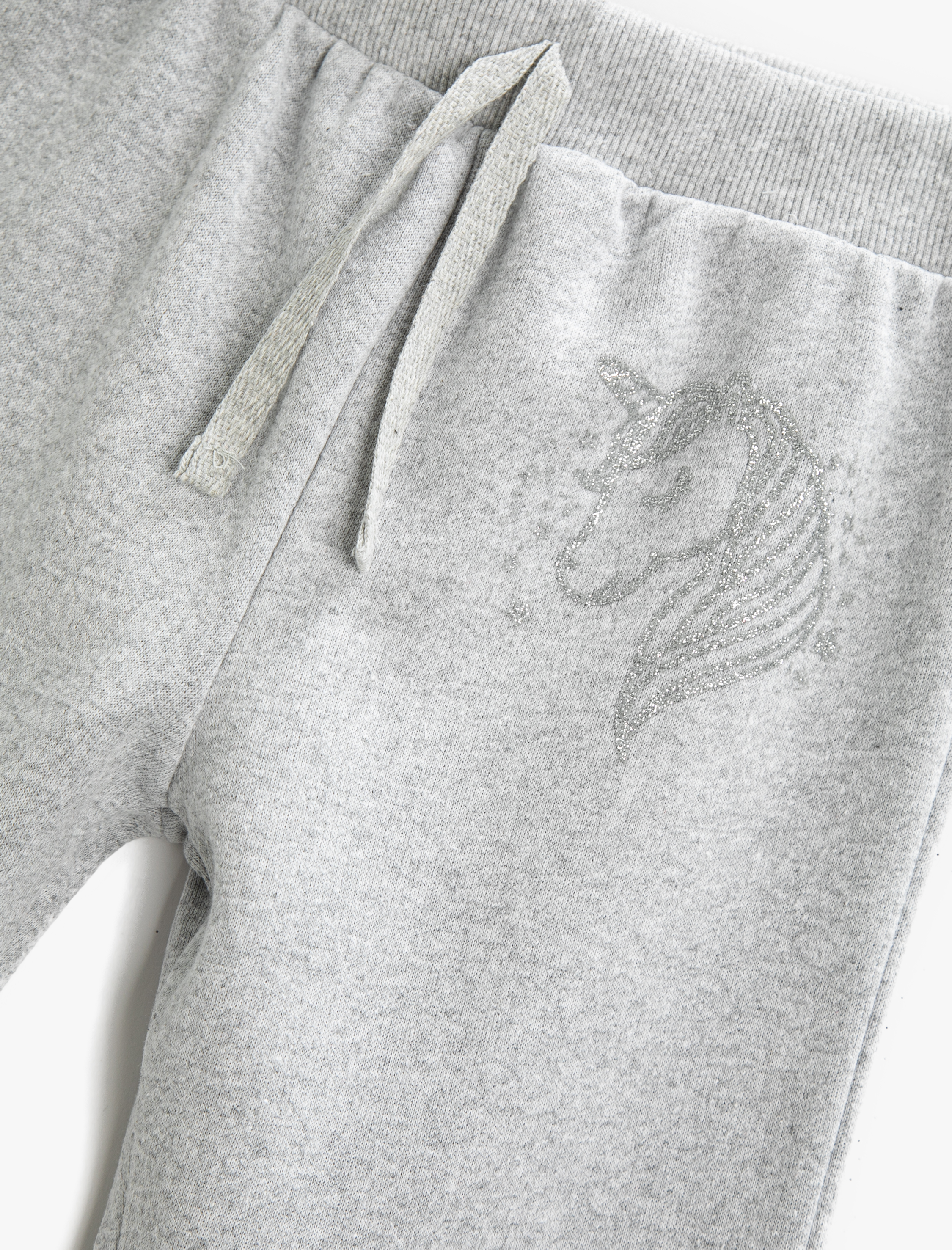  Kız Çocuk Unicorn Baskılı Jogger Eşofman Altı Beli Lastikli