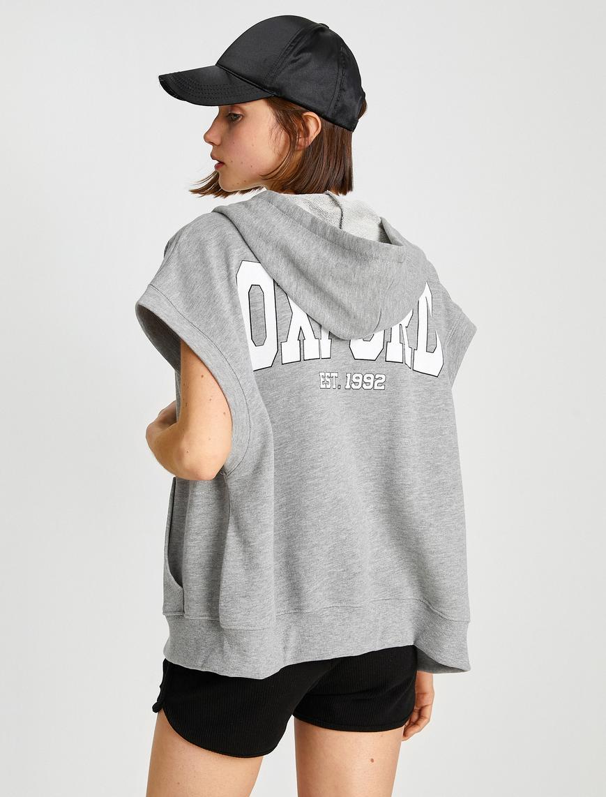   Kısa Kollu Fermuarlı Sweatshirt
