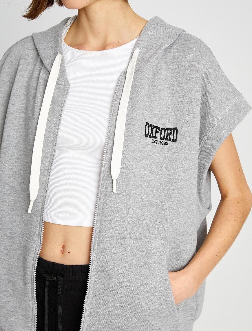   Kısa Kollu Fermuarlı Sweatshirt