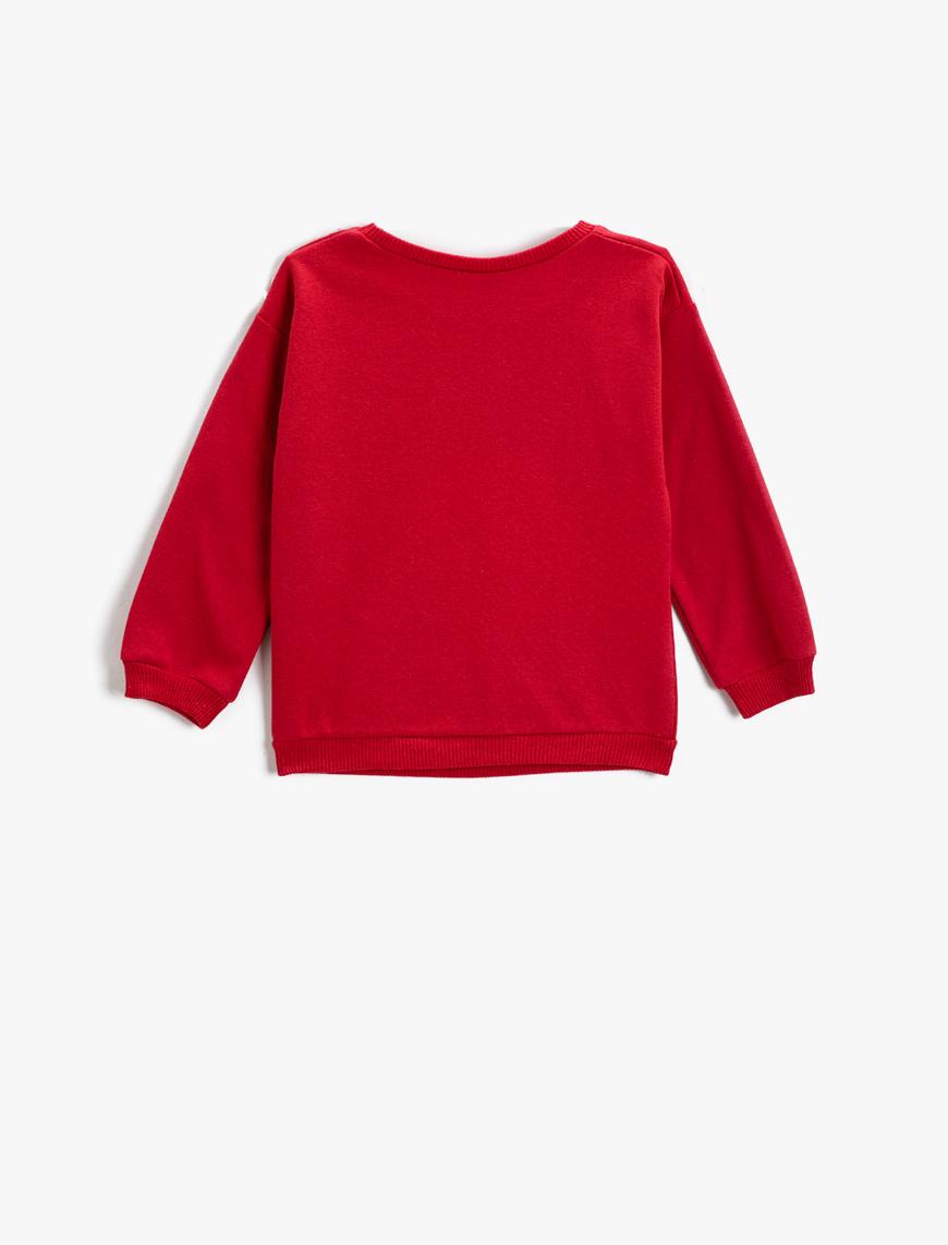  Kız Bebek Yılbaşı Temalı Sweatshirt Bisiklet Yaka Pamuklu