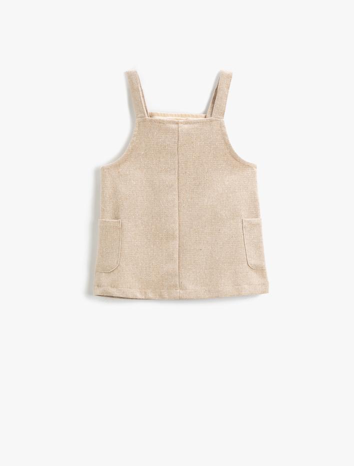 Kız Bebek Salopet Elbise İşleme Detaylı Cepli