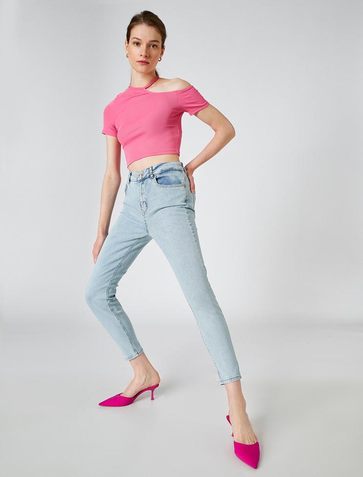  Dar Paça Kot Pantolon Dar Kesim Yüksek Bel - Carmen Jean