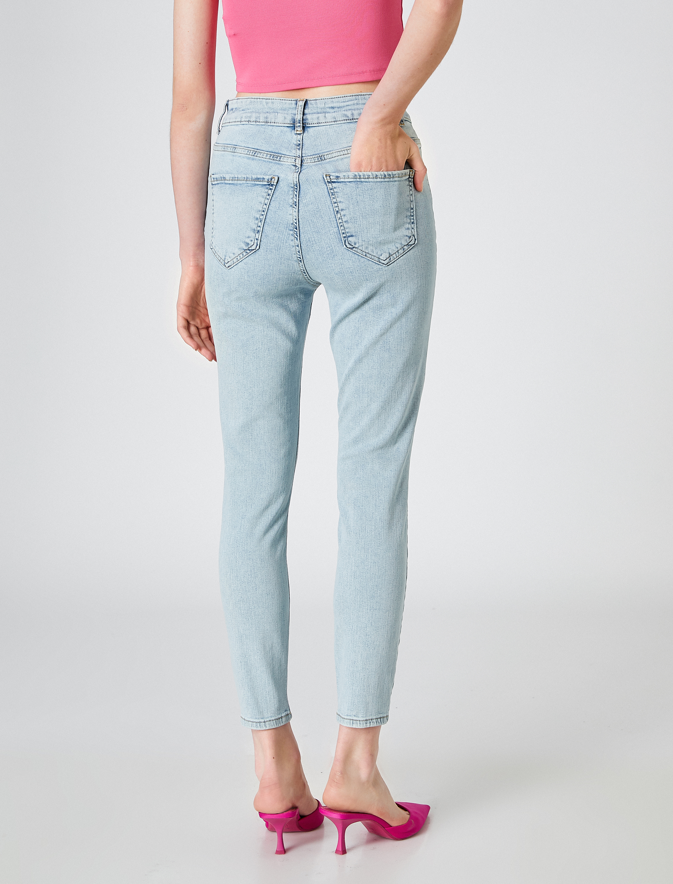   Dar Paça Kot Pantolon Dar Kesim Yüksek Bel - Carmen Jean