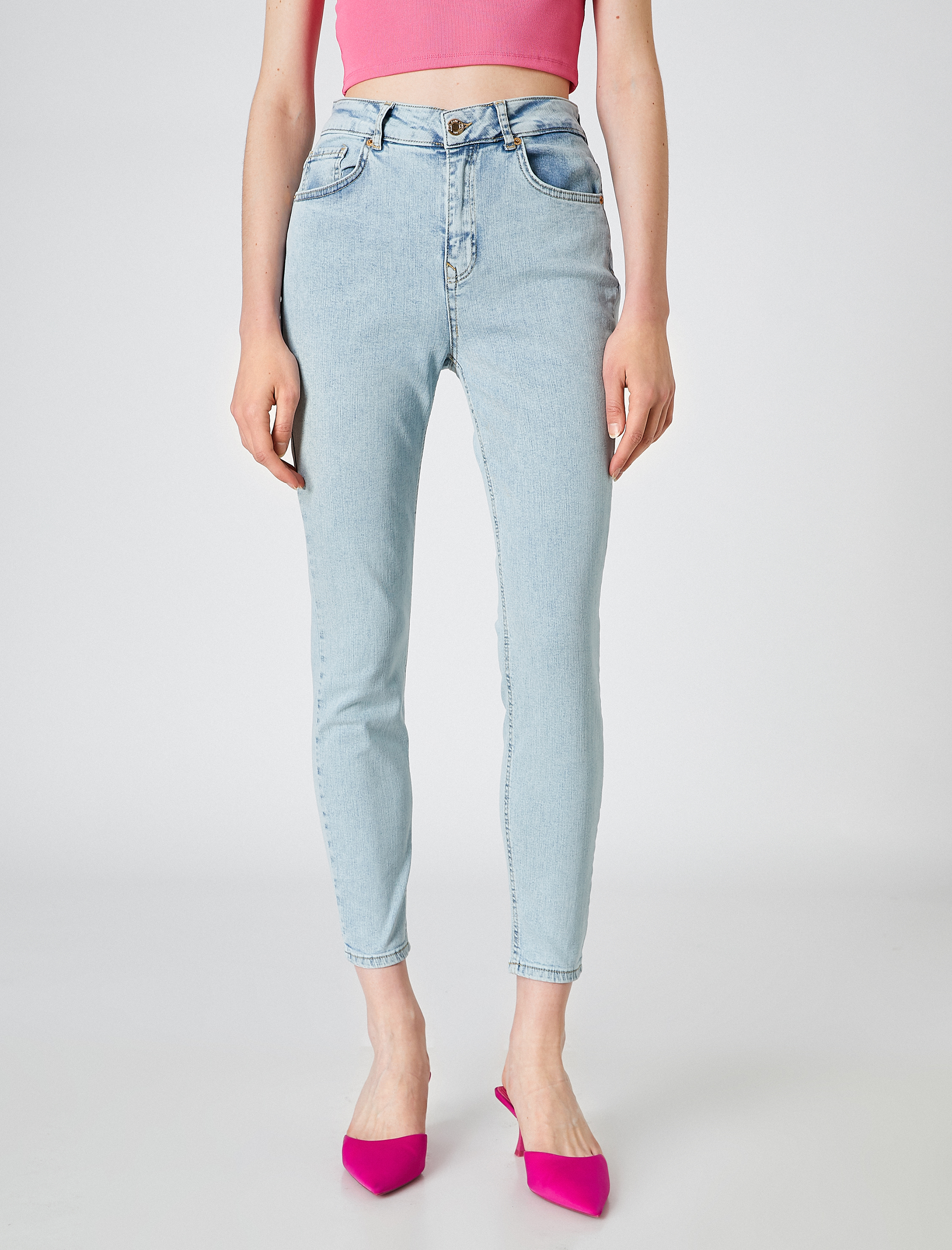   Dar Paça Kot Pantolon Dar Kesim Yüksek Bel - Carmen Jean