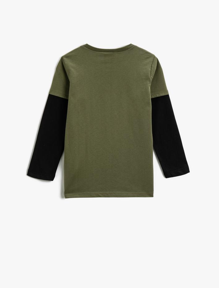 Erkek Çocuk Dinozor Baskılı Uzun Kollu Tişört Pamuklu