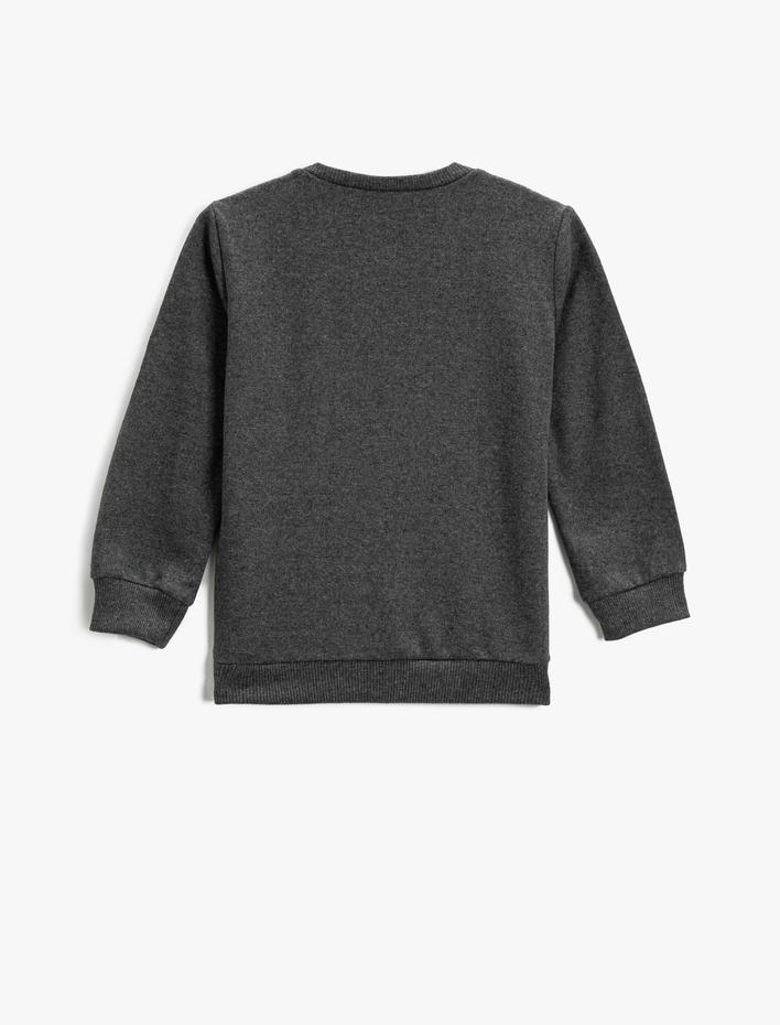 Erkek Çocuk Sweatshirt Uzun Kollu Baskılı Bisiklet Yaka