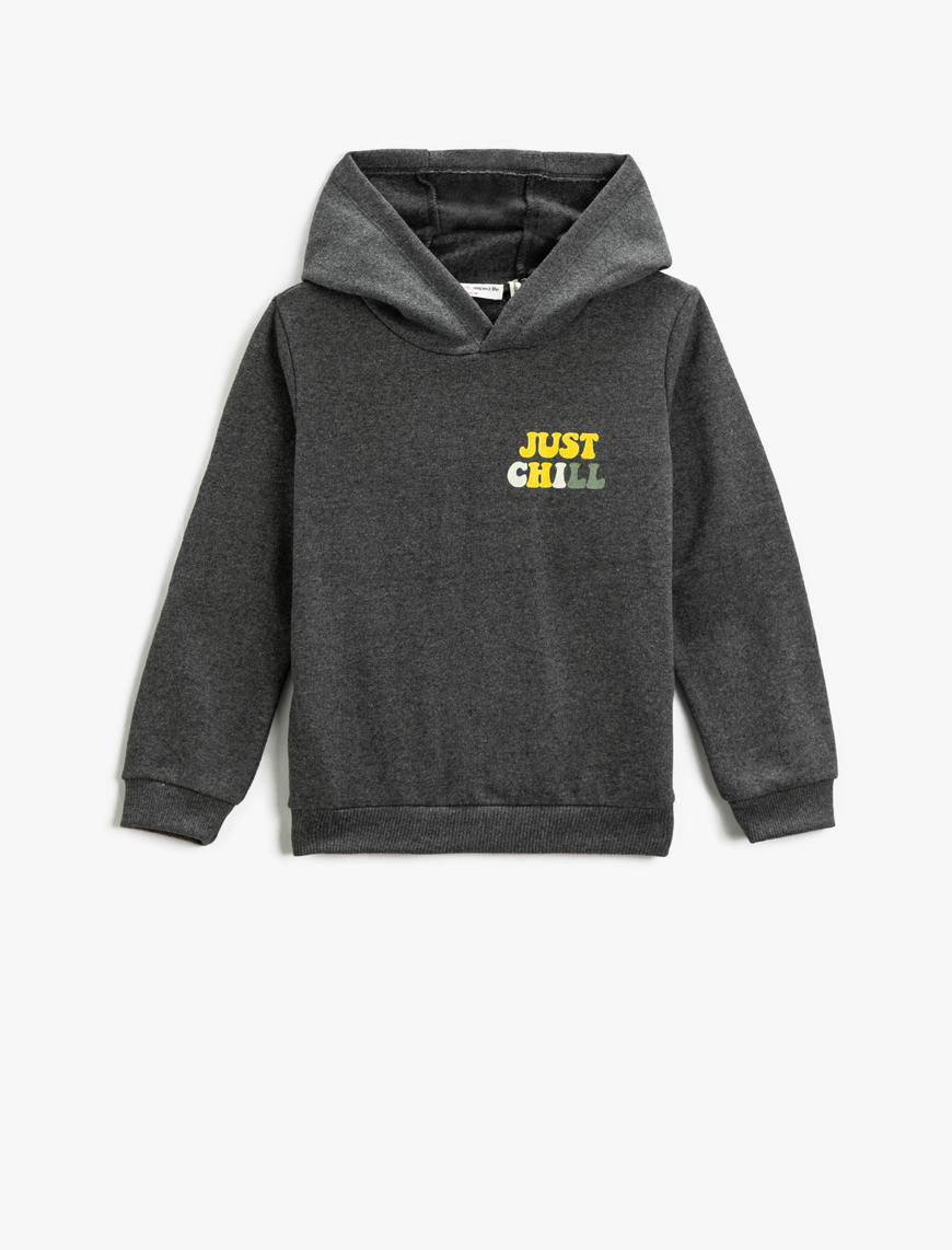  Erkek Çocuk Kapüşonlu Sweatshirt Arkası Baskılı