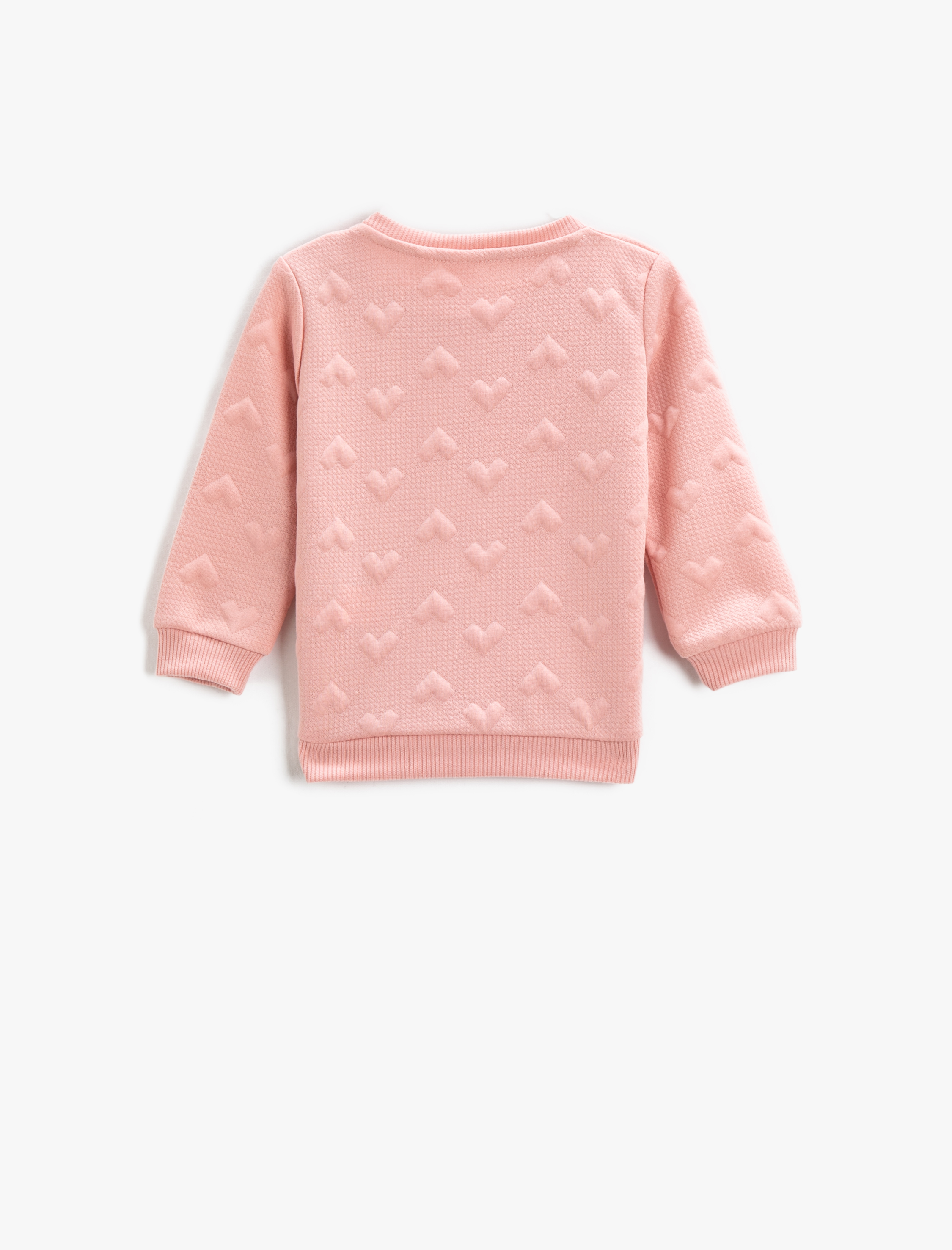  Kız Bebek Basic Dokulu Sweatshirt Bisiklet Yaka Uzun Kollu