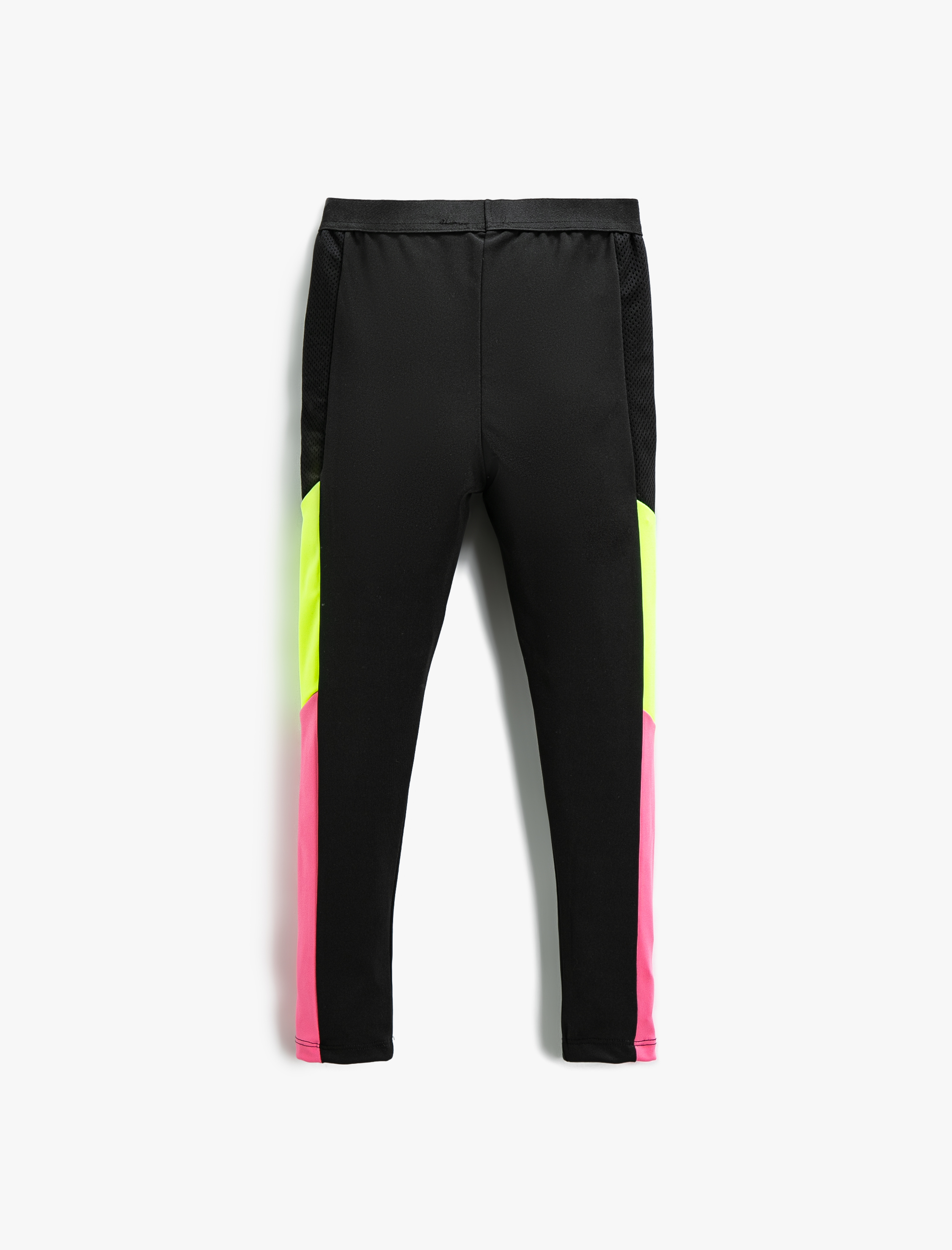  Kız Çocuk Kontrast Renk Detaylı Tayt Beli Lastikli