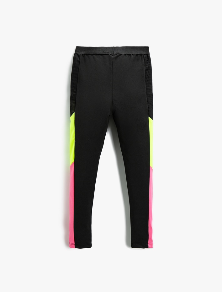 Kız Çocuk Kontrast Renk Detaylı Tayt Beli Lastikli