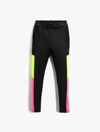 Kontrast Renk Detaylı Tayt Beli Lastikli