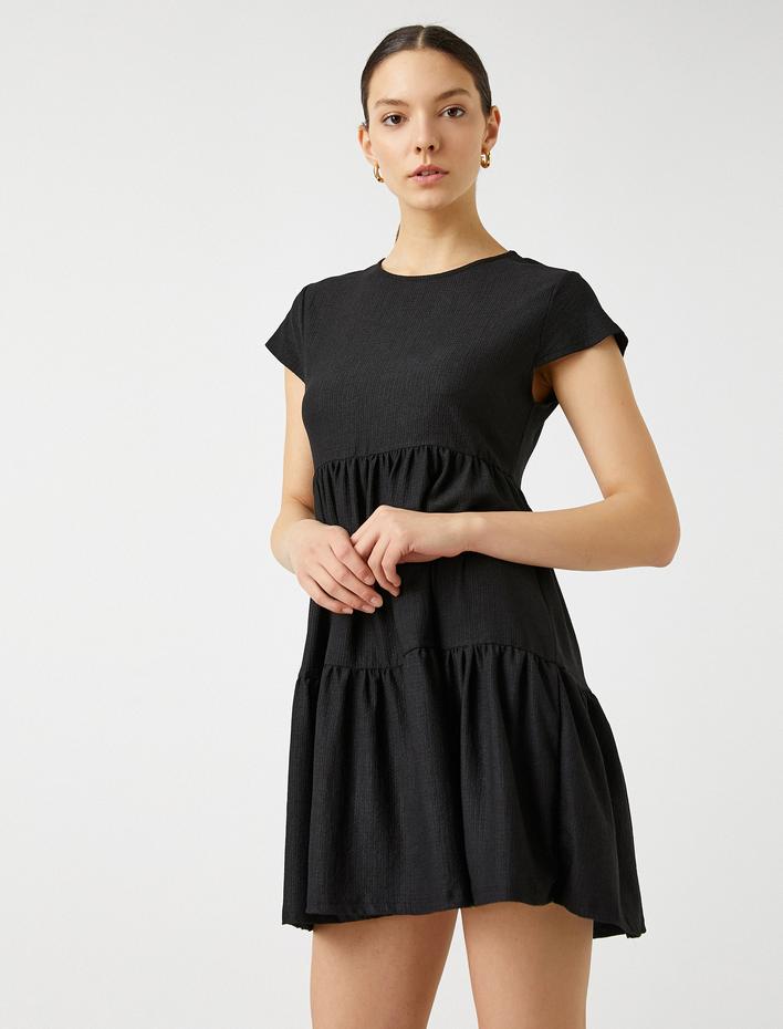  Fırfırlı Elbise Kısa Kollu