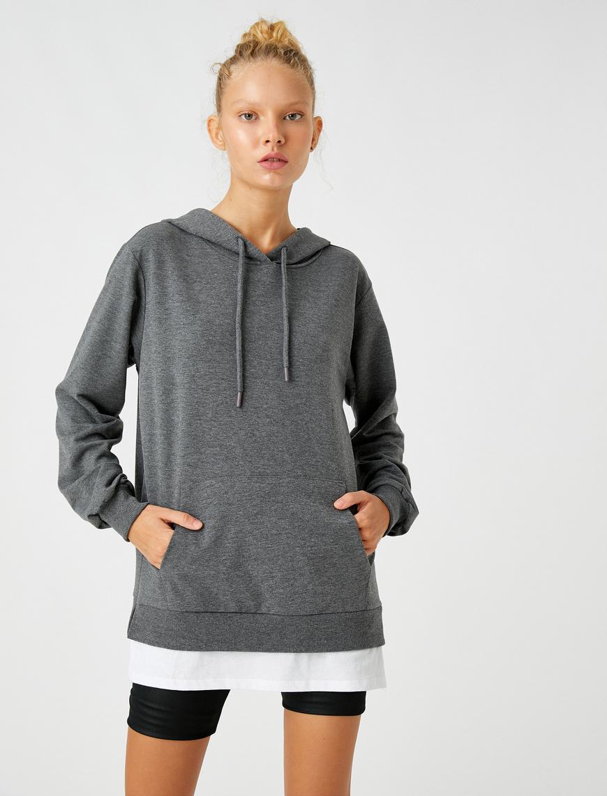   Kapüşonlu Cepli Sweatshirt