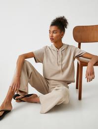 Beli Lastikli Bol Paçalı Pantolon