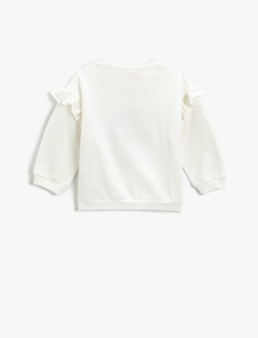  Kız Bebek Aplike Detaylı Sweatshirt Bisiklet Yaka Pamuklu