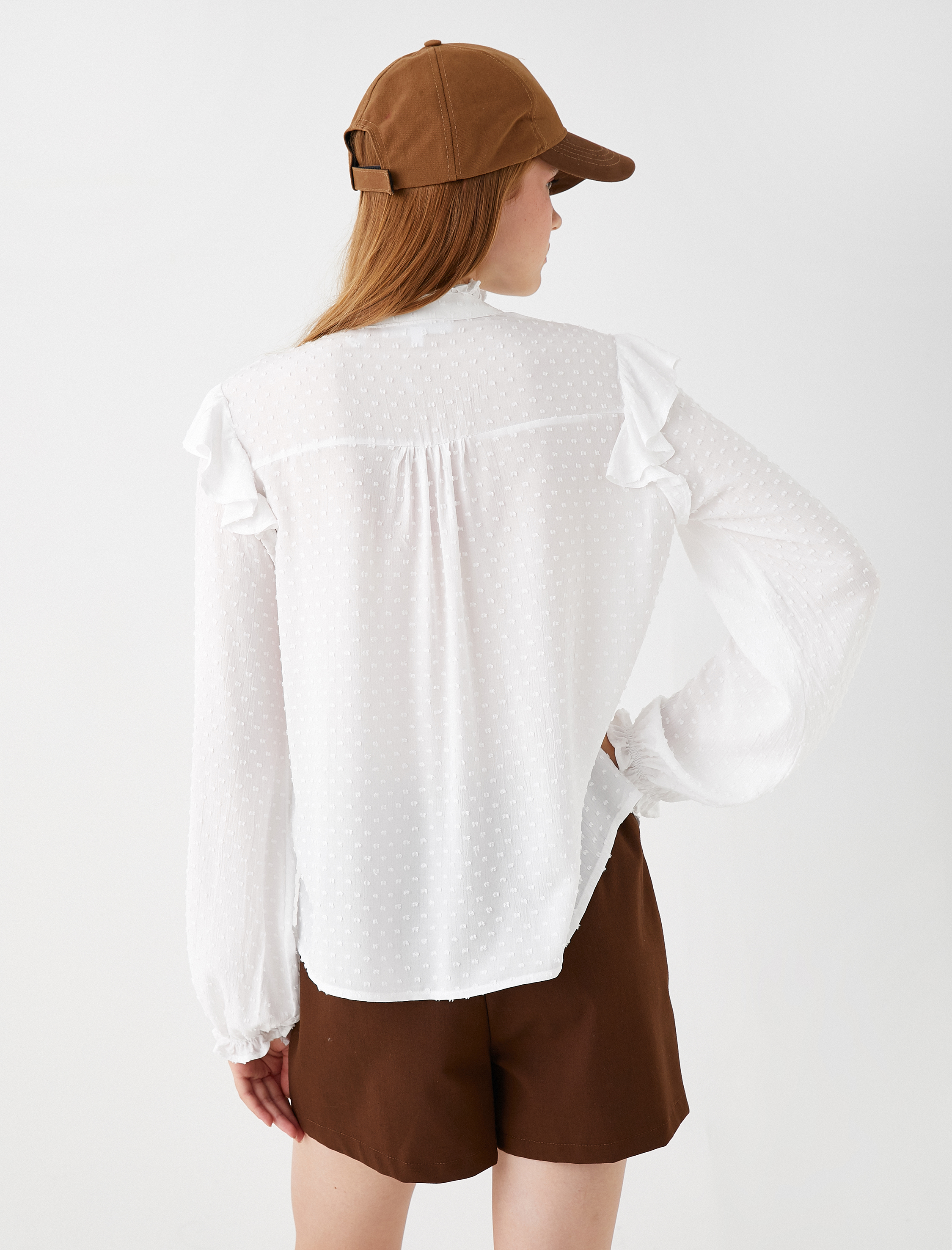   Fırfırlı Gömlek Hakim Yaka Dokulu