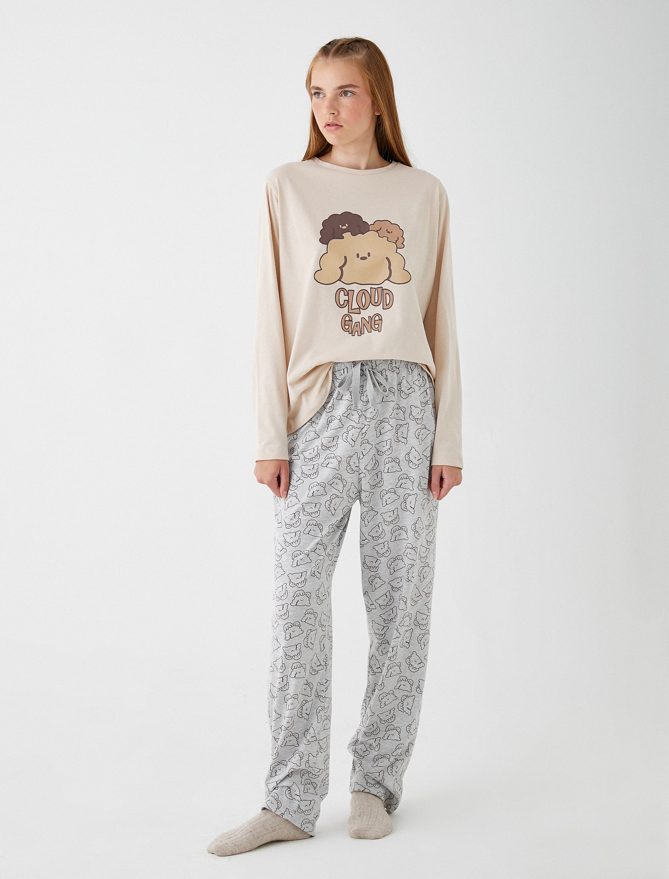   Pamuklu Kışlık Pijama Takımı Yumuşak Dokulu