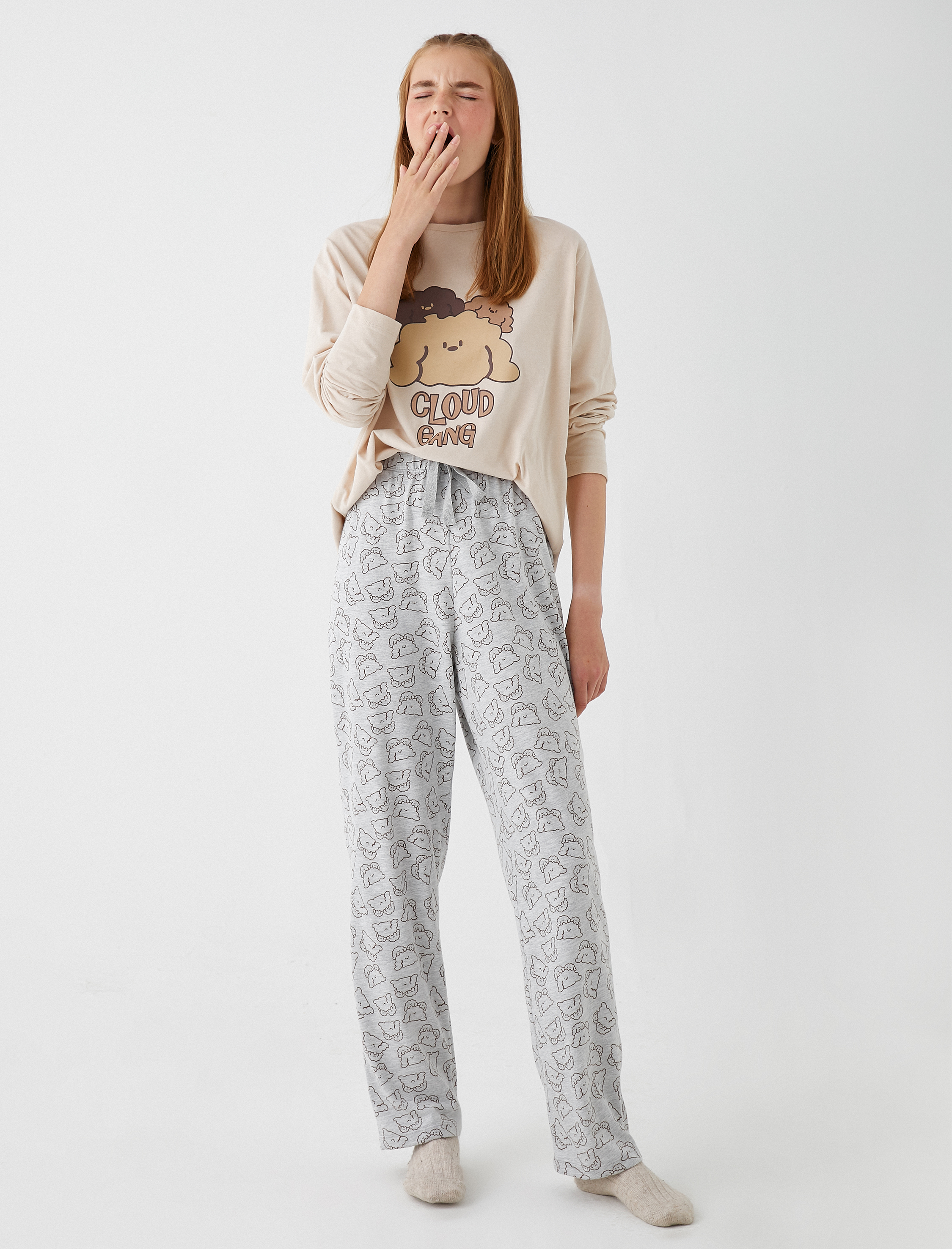   Pamuklu Kışlık Pijama Takımı Yumuşak Dokulu