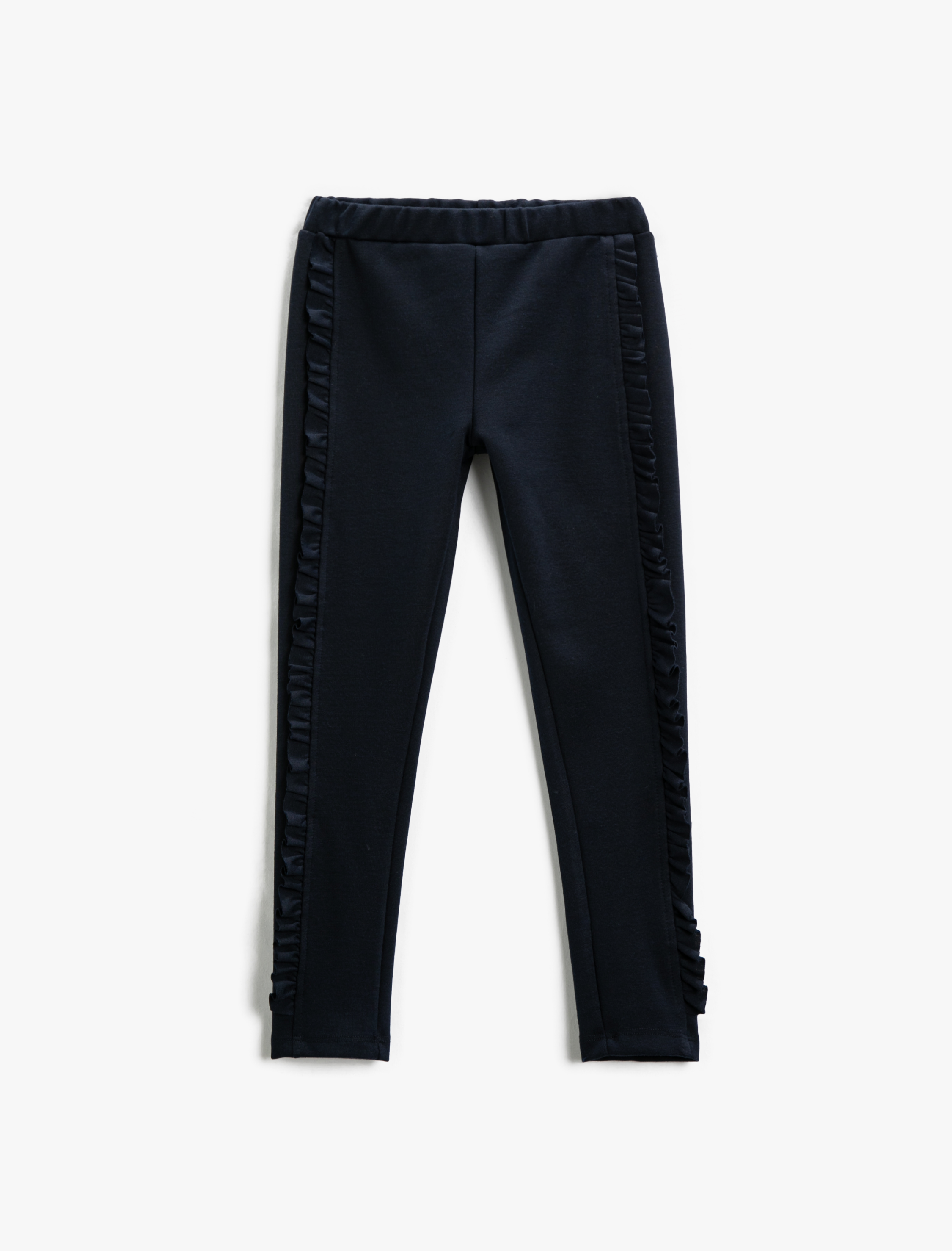  Kız Çocuk Pantolon Tayt Basic Yanları Fırfırlı Beli Lastikli