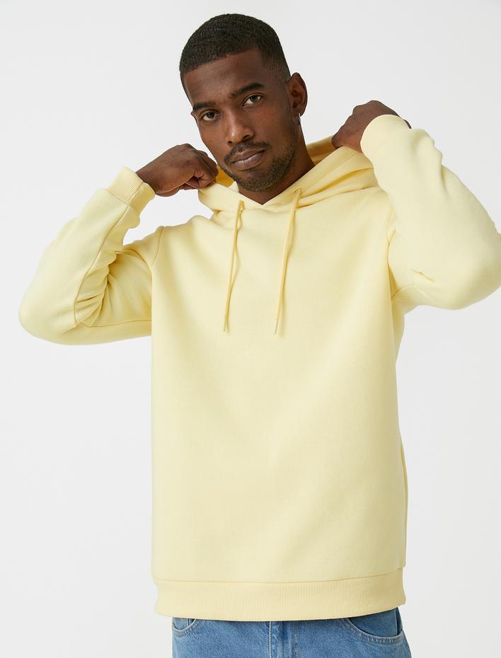 Basic Şardonlu Kapşonlu Sweatshirt