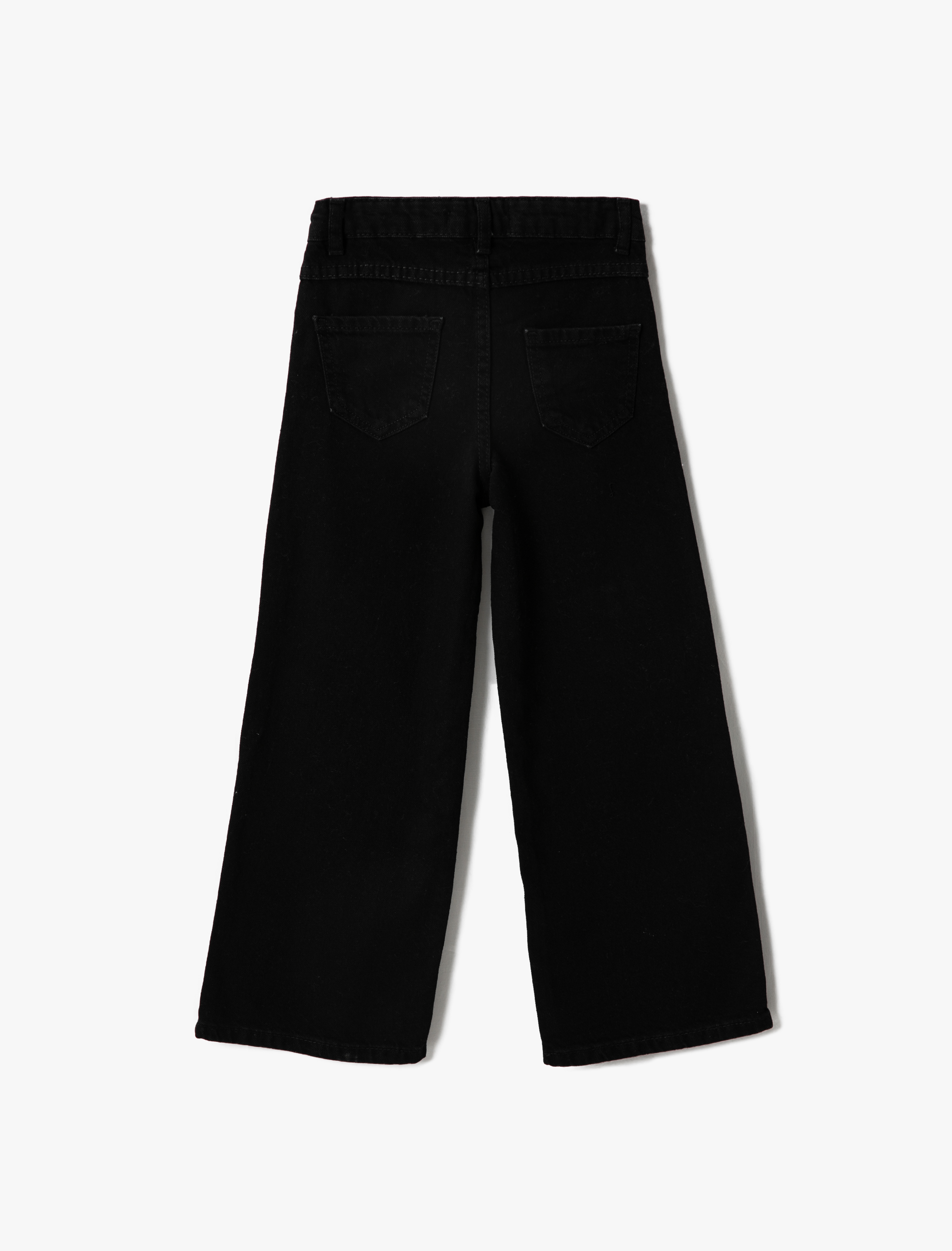  Kız Çocuk Kot Pantolon Geniş Paça Cepli Pamuklu - Wide Leg Jean