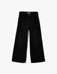Kot Pantolon Geniş Paça Cepli Pamuklu - Wide Leg Jean