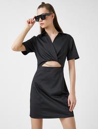 Pencere Detaylı Mini Elbise