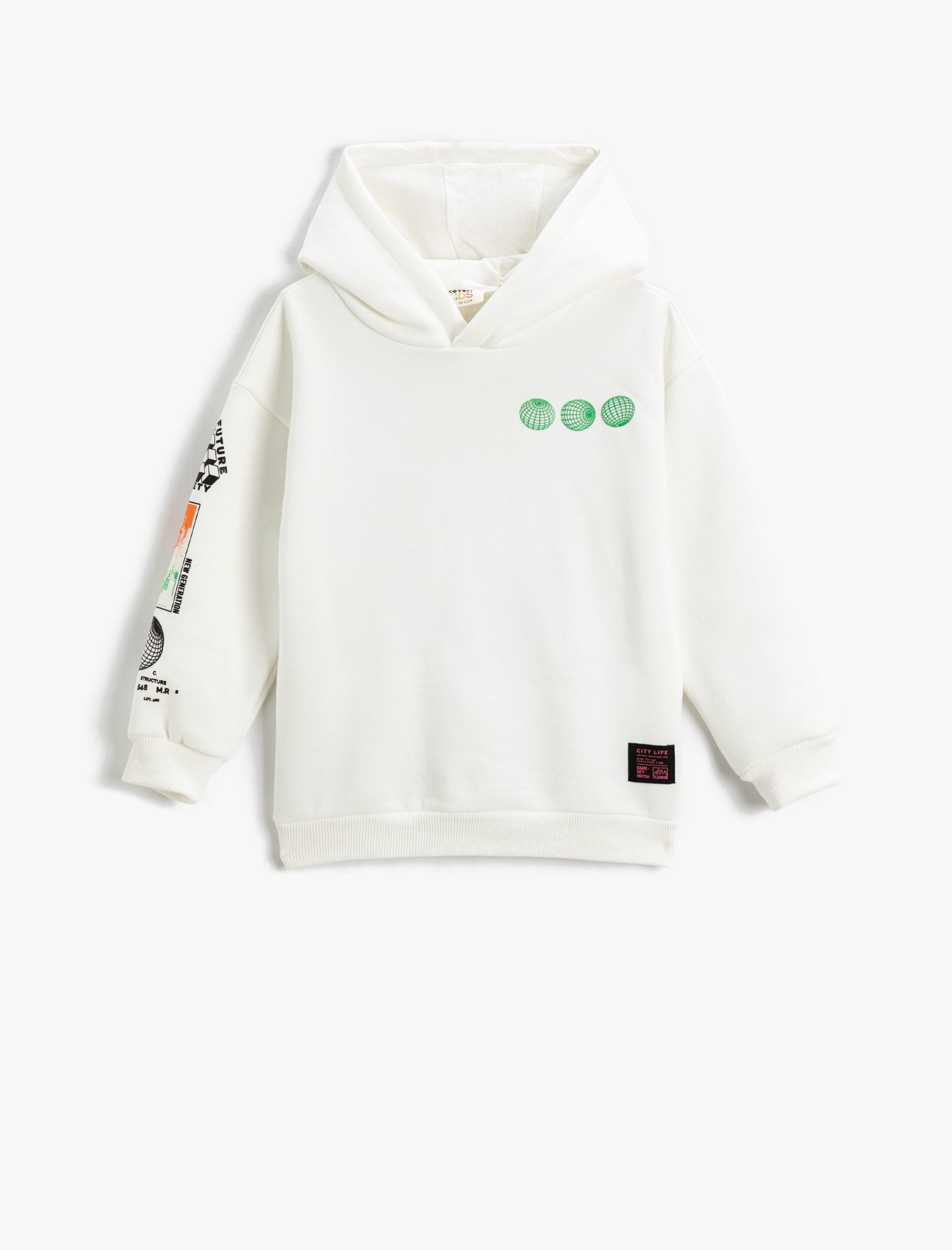  Erkek Çocuk Arkası Baskılı Kapüşonlu Sweatshirt