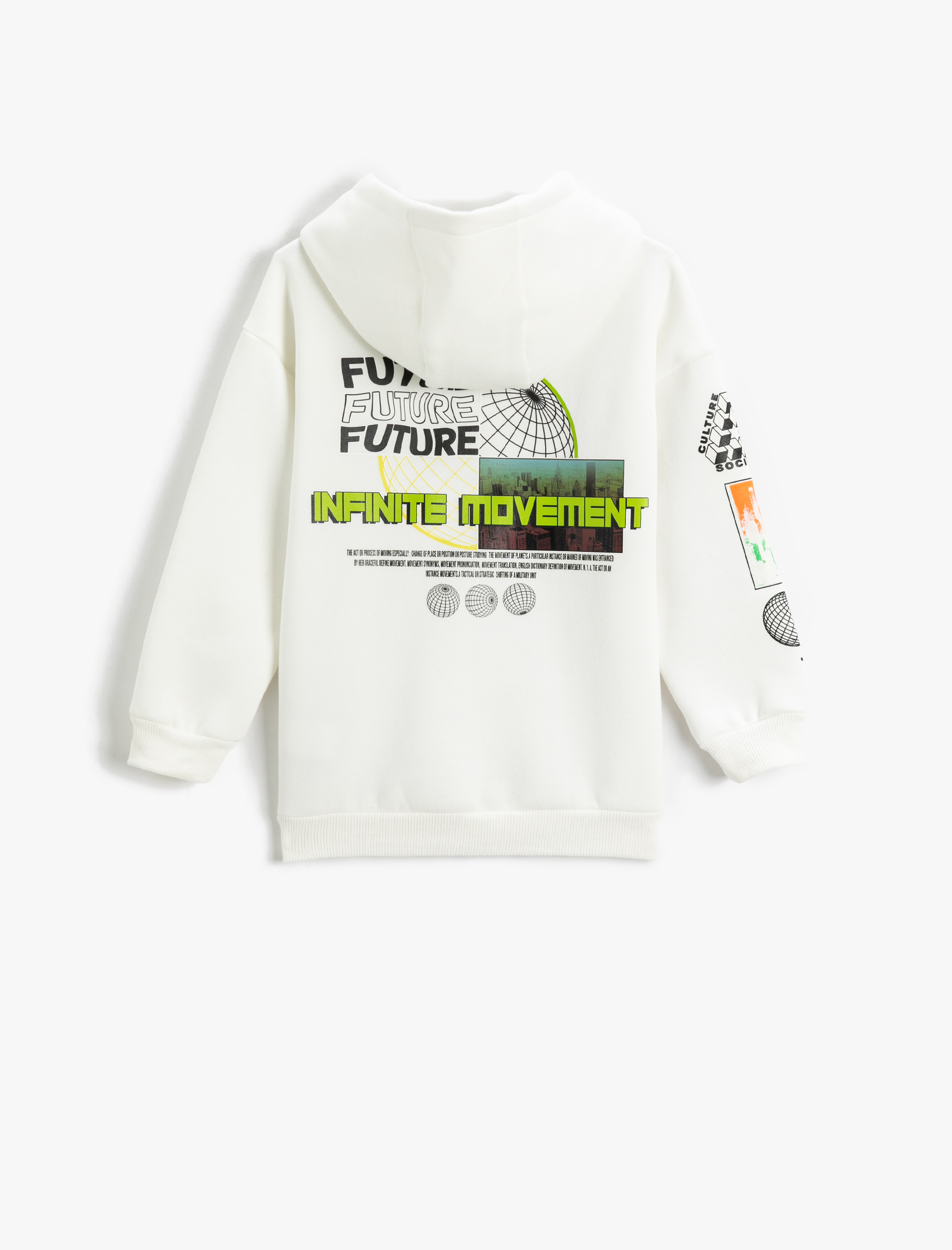  Erkek Çocuk Arkası Baskılı Kapüşonlu Sweatshirt