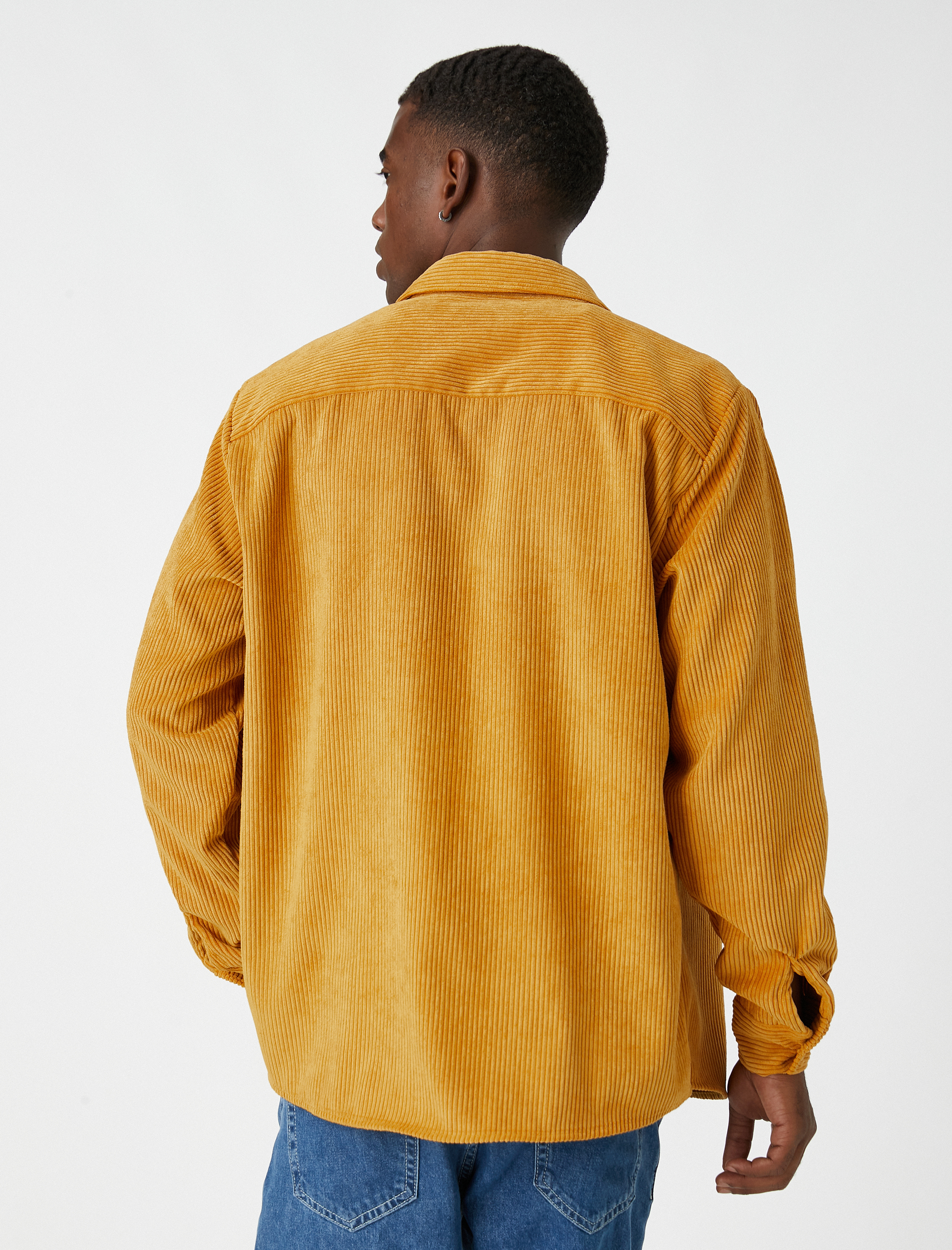   Fitilli Kadife Gömlek Uzun Kollu