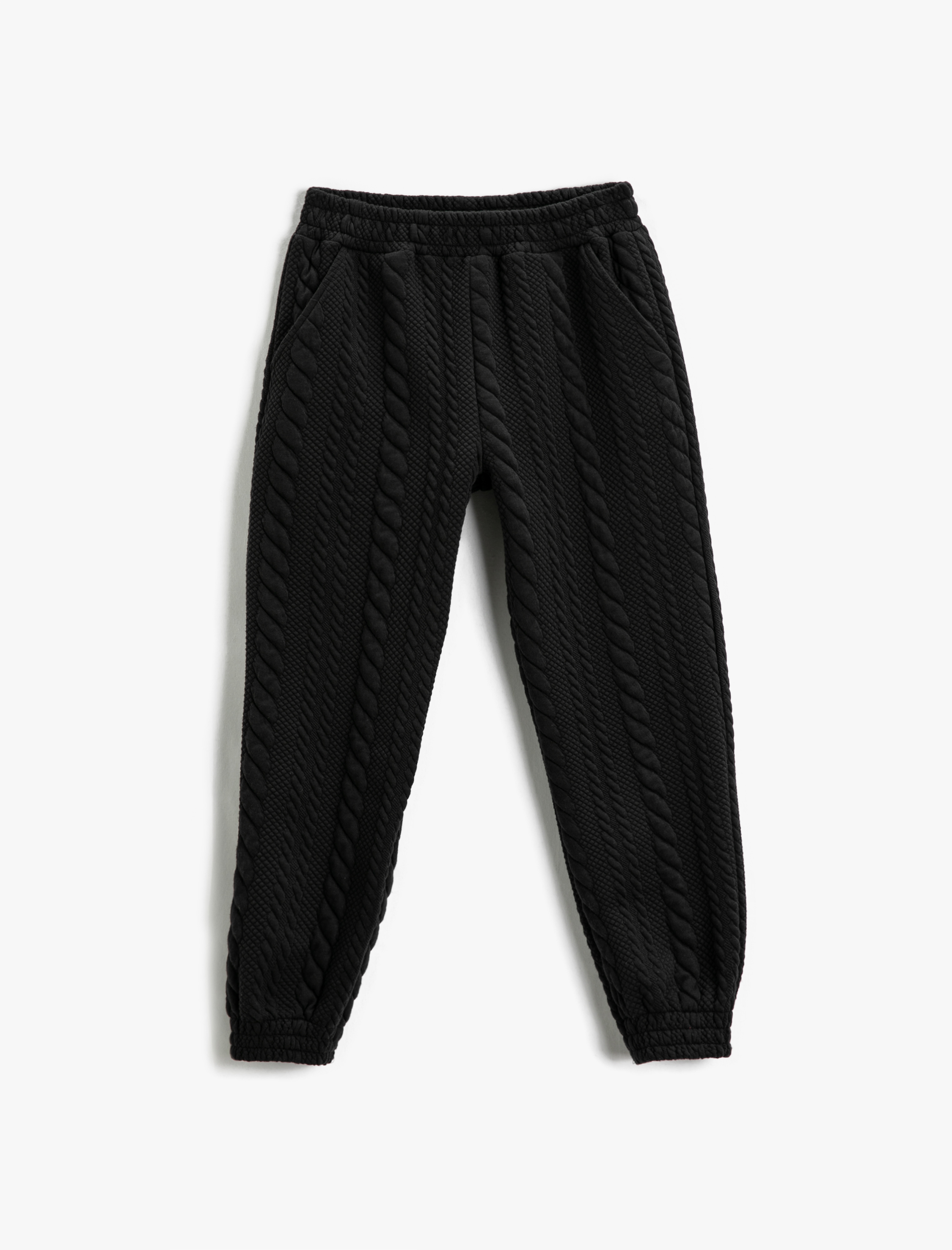  Kız Çocuk Basic Dokulu Jogger Eşofman Altı Cepli