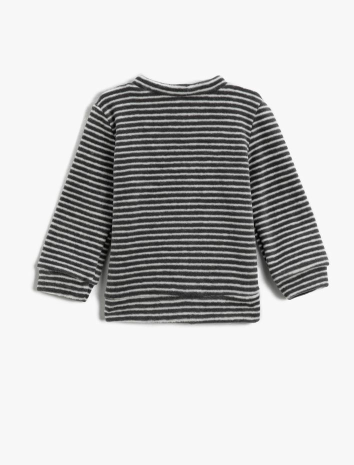 Erkek Bebek Fermuarlı Polar Hırka Yuvarlak Yaka Uzun Kollu