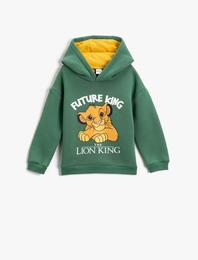 Aslan Kral Baskılı Lisanslı Şardonlu Kapüşonlu Sweatshirt