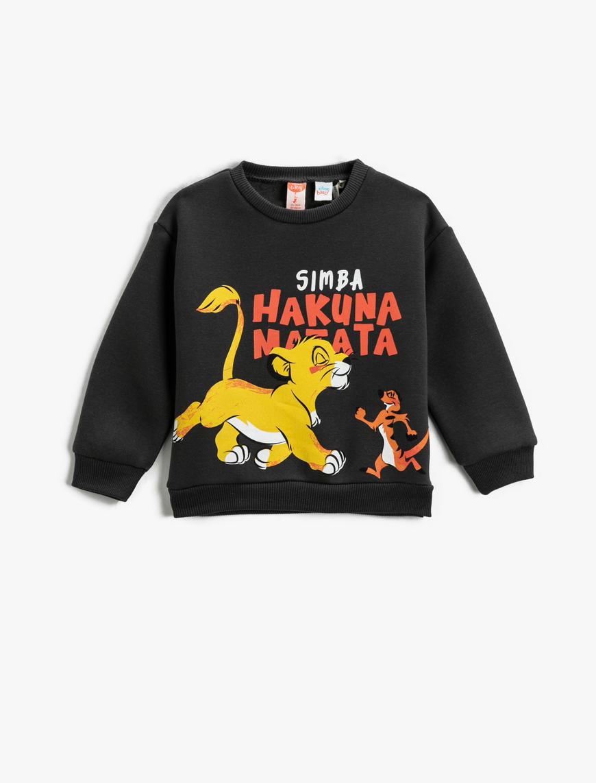  Erkek Bebek Aslan Kral Baskılı Sweatshirt Lisanslı
