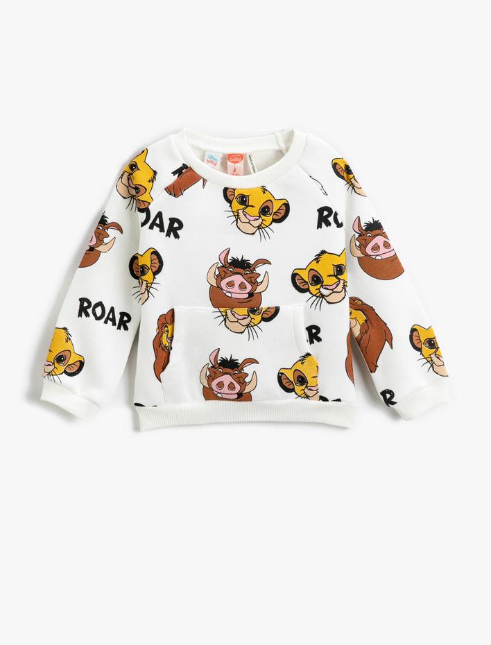 Erkek Bebek Aslan Kral Baskılı Sweatshirt Lisanslı