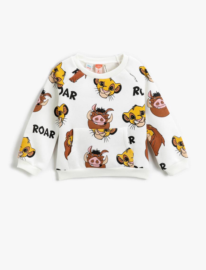  Erkek Bebek Aslan Kral Baskılı Sweatshirt Lisanslı