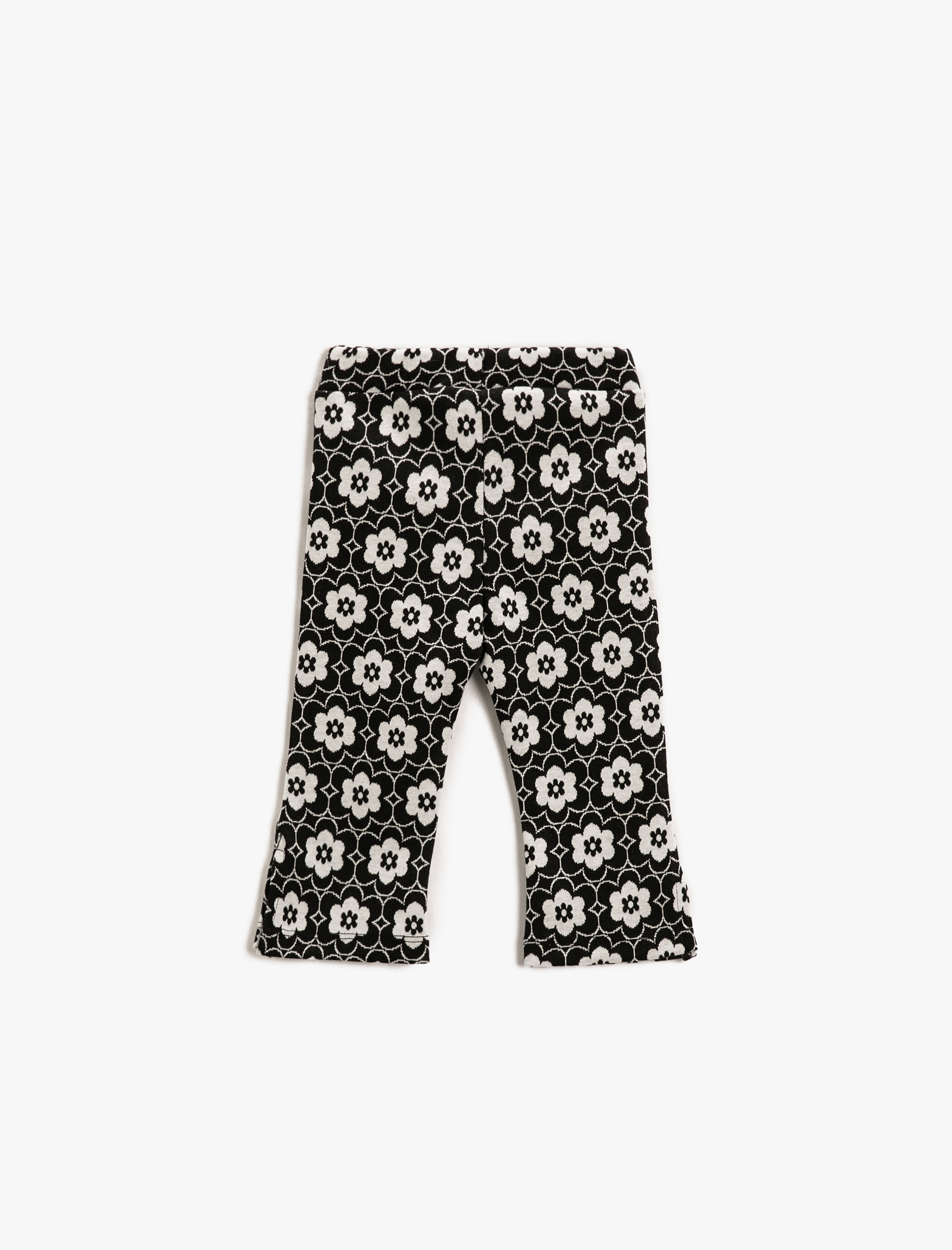  Kız Bebek Çiçekli Bol Paça Tayt Yırtmaç Detaylı Beli Lastikli