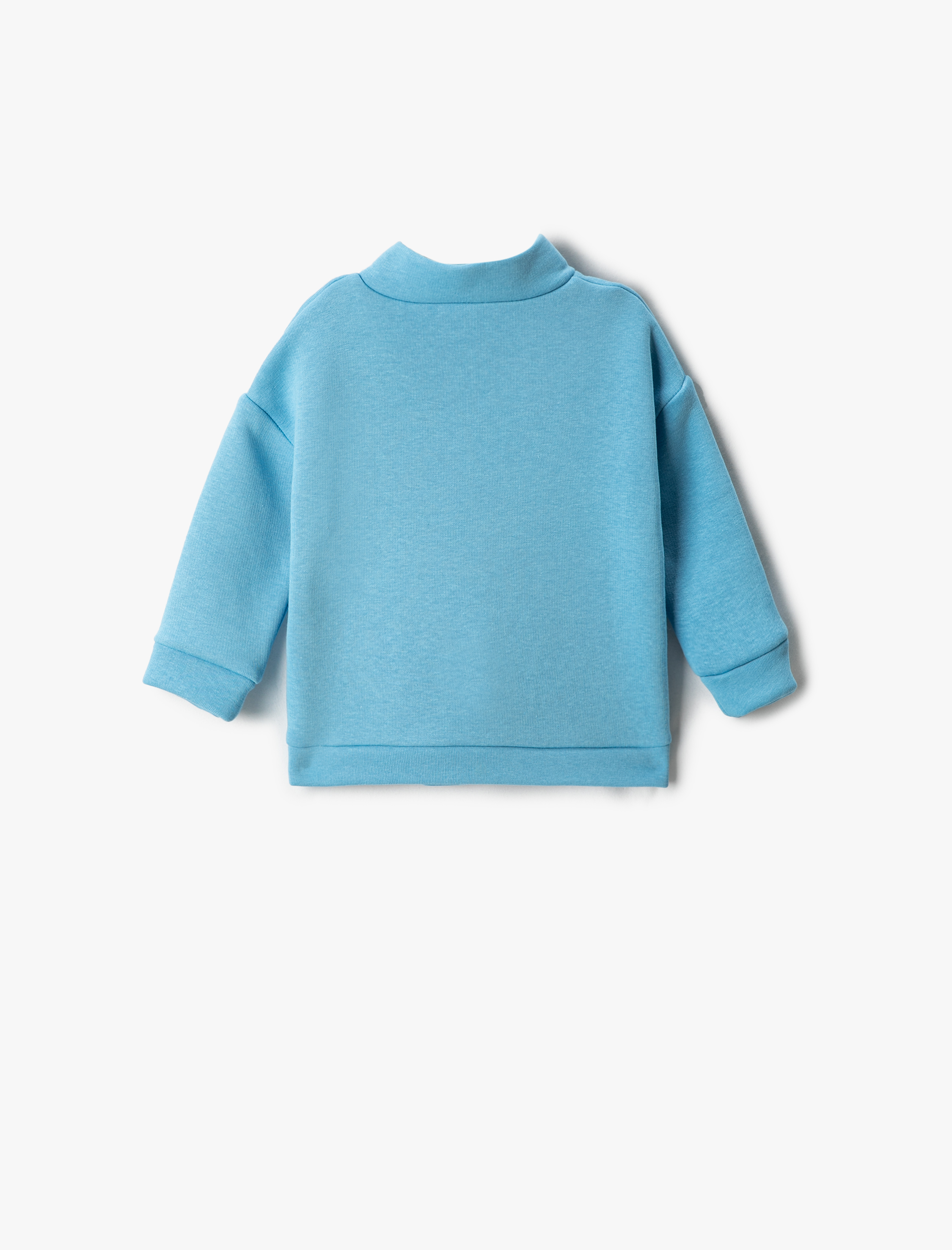  Erkek Bebek Basic Dik Yaka Yarım Fermuarlı  Sweatshirt Cepli