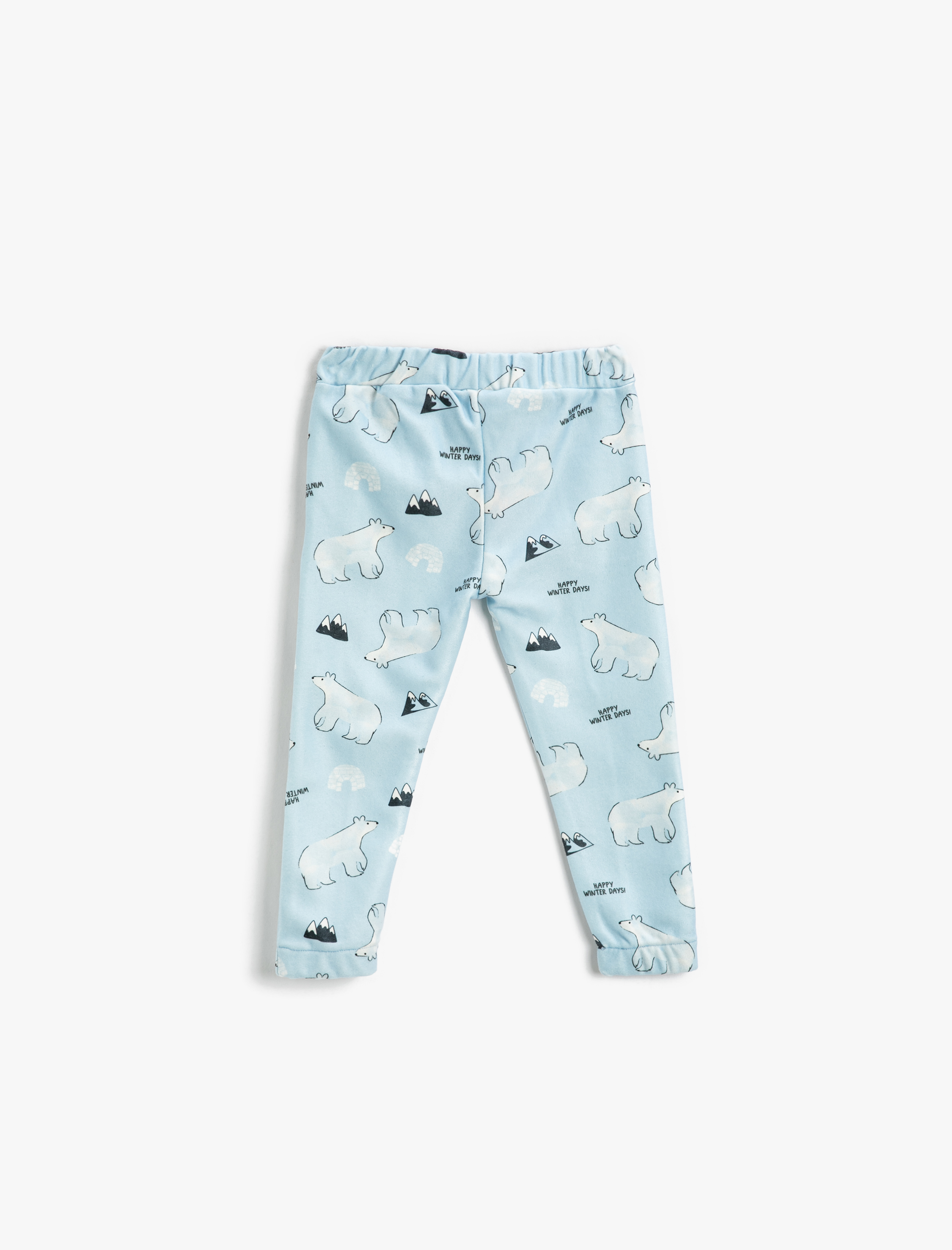 Erkek Bebek Yumuşak Dokulu Kutup Ayısı Baskılı Jogger Eşofman Altı Cepli Beli Bağlamalı