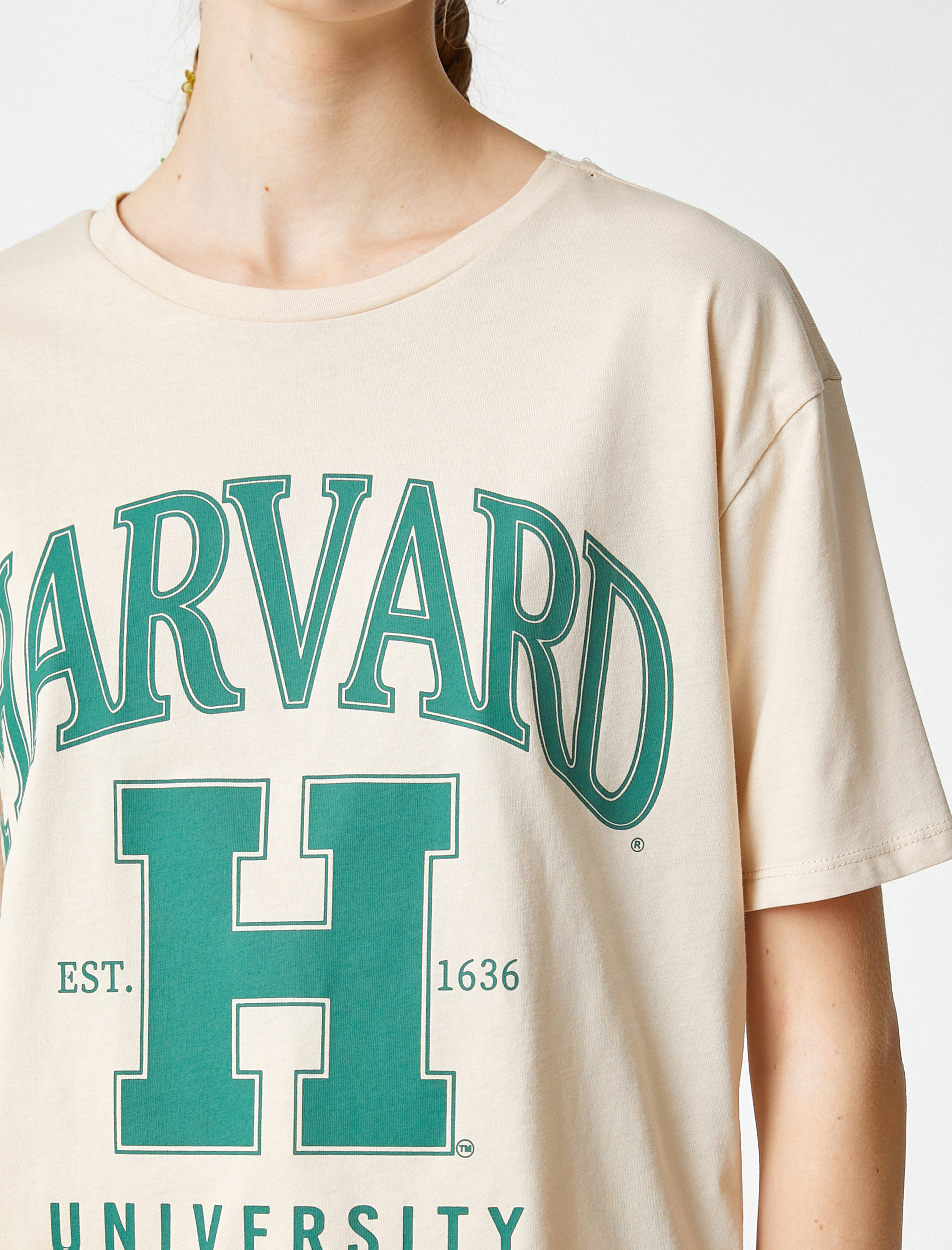   Harvard Tişört Baskılı Lisanslı Kısa Kollu Bisiklet Yaka