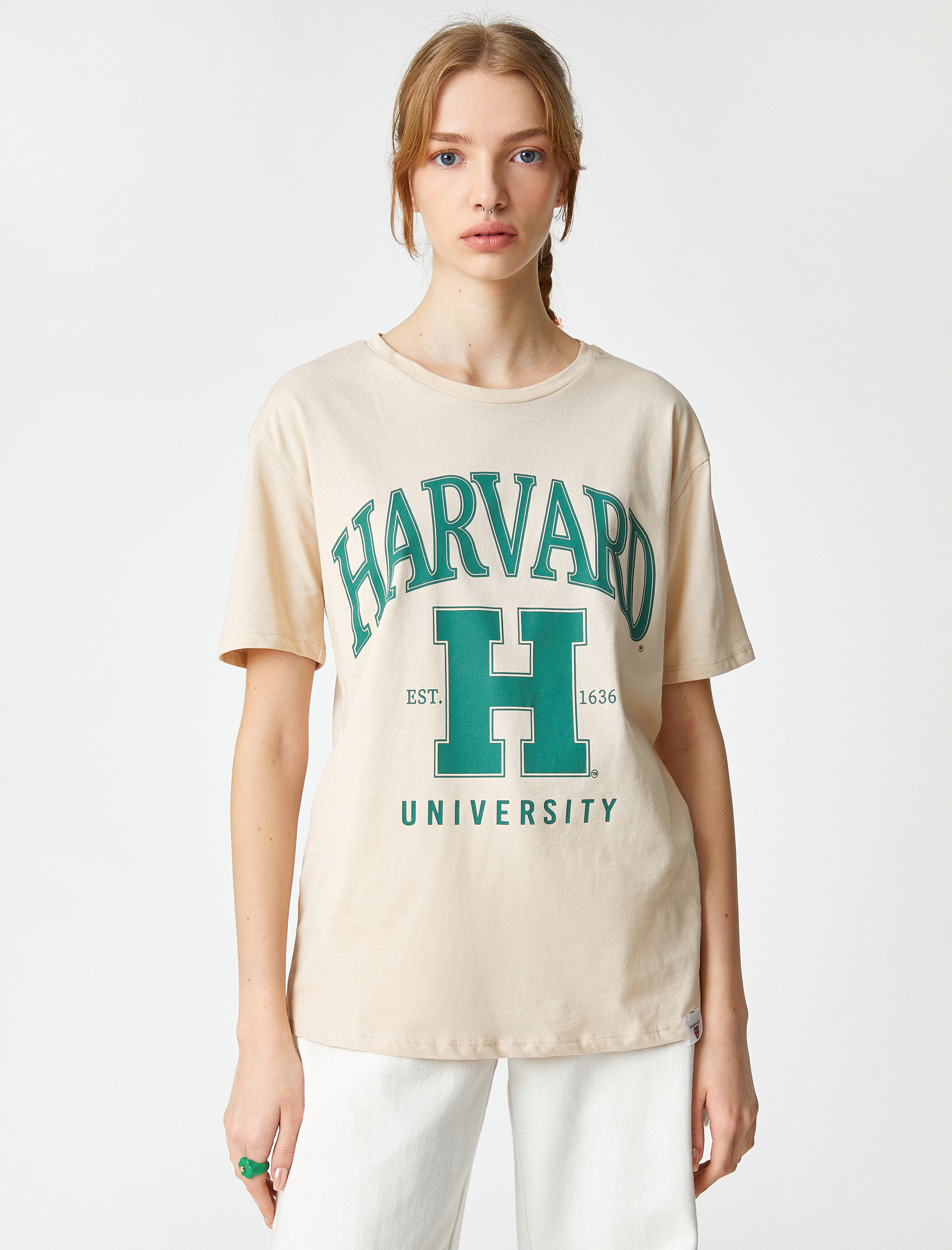   Harvard Tişört Baskılı Lisanslı Kısa Kollu Bisiklet Yaka