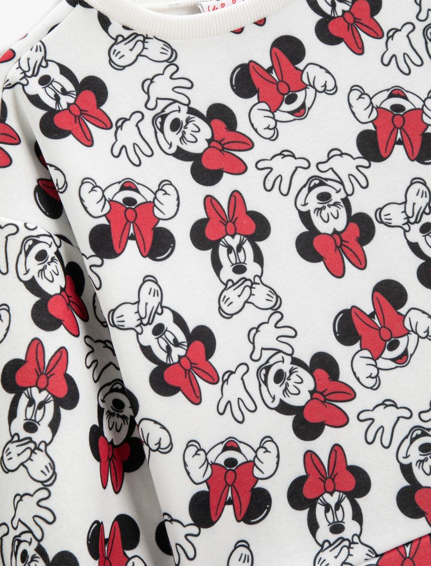  Kız Çocuk Minnie Mouse Oversize Sweatshirt Lisanslı Şardonlu