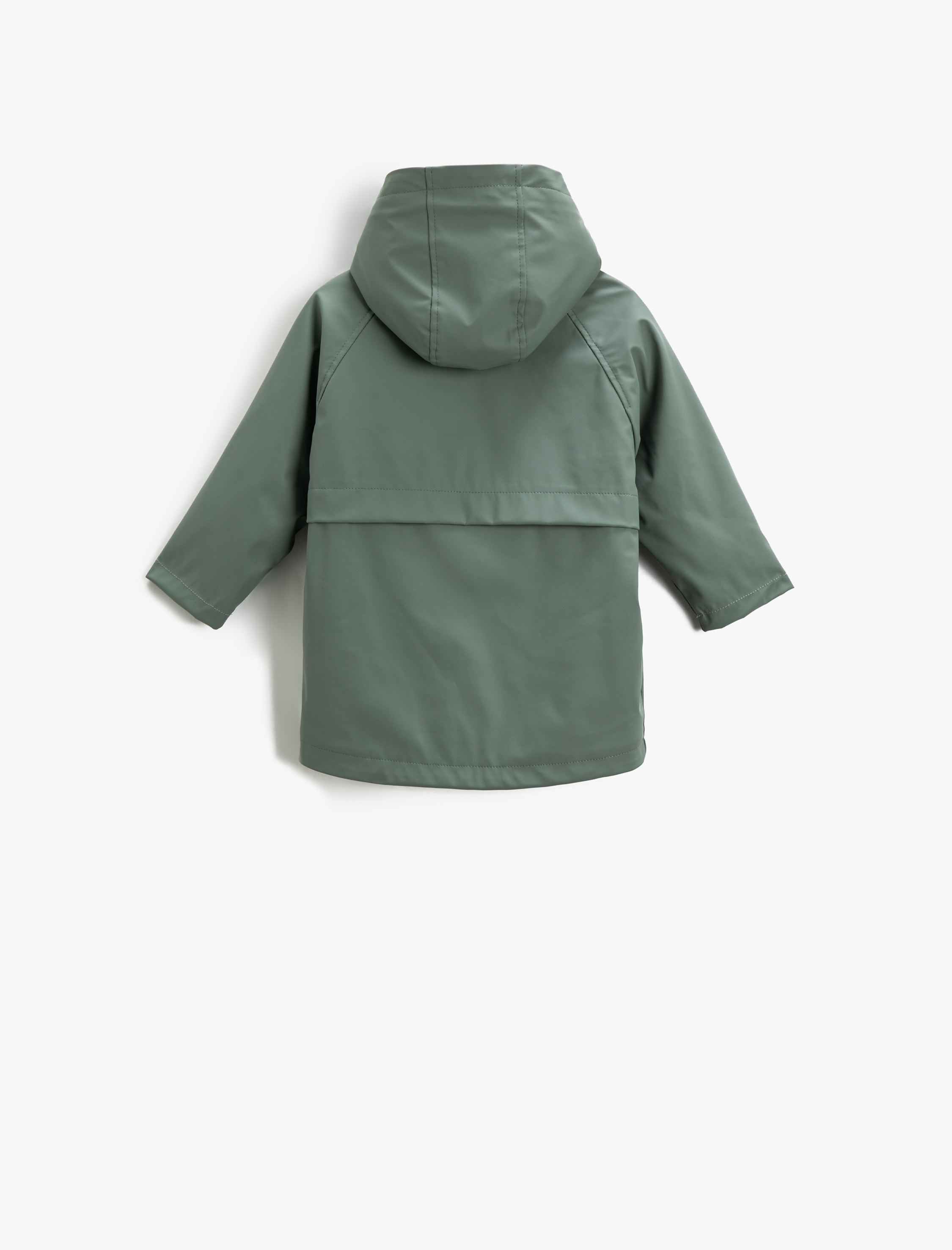  Erkek Bebek Kapüşonlu Kaban Kauçuk Kaplamalı Peluş Astarlı