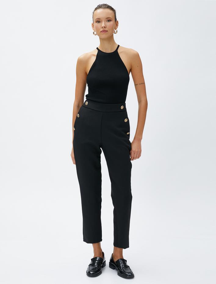  Cigarette Kumaş Pantolon Düğme Detaylı