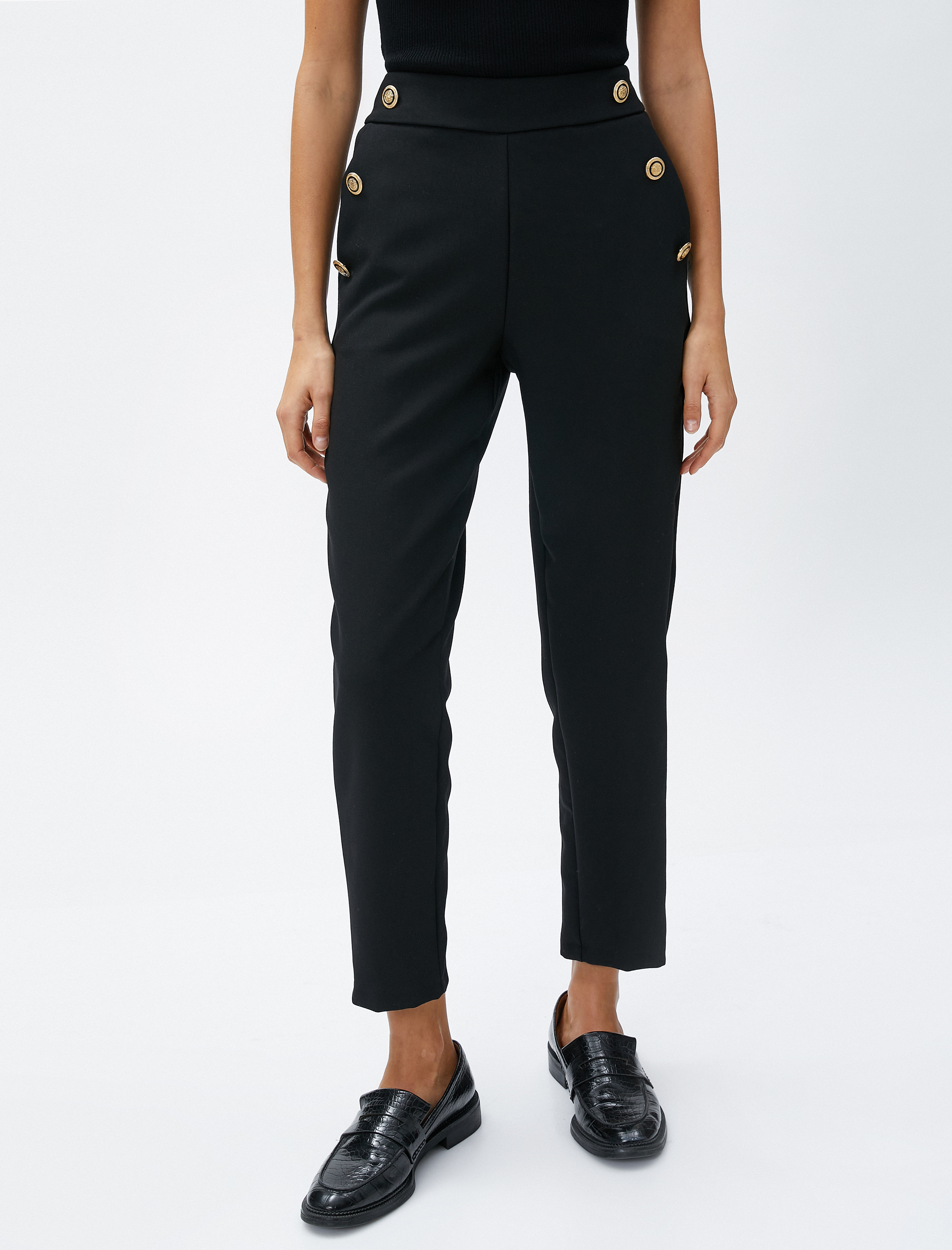   Cigarette Kumaş Pantolon Düğme Detaylı