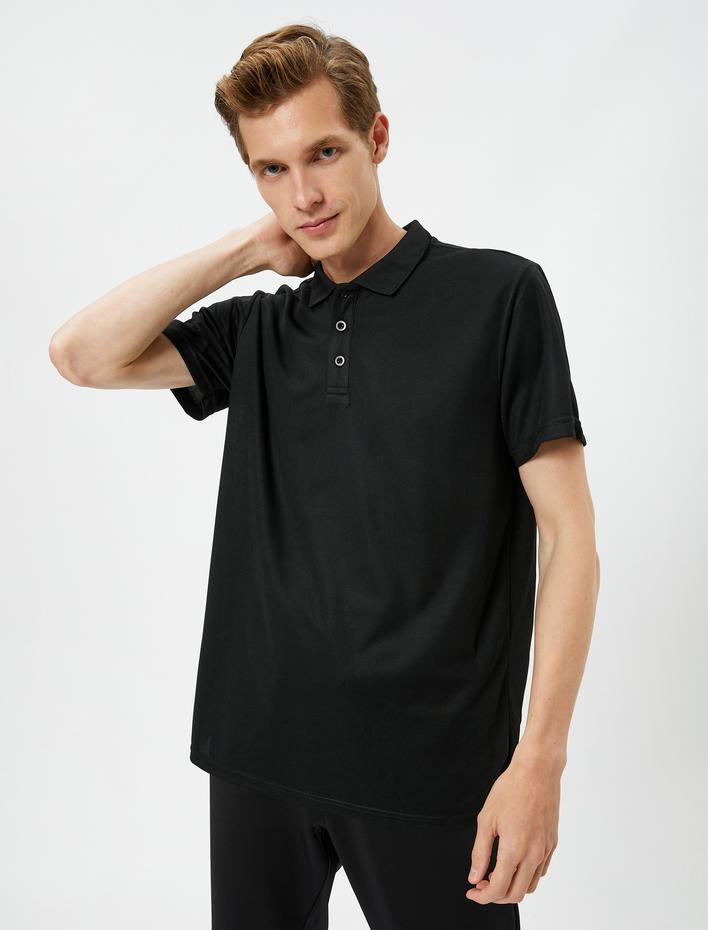  Spor Tişört Polo Yaka Düğmeli Kısa Kollu
