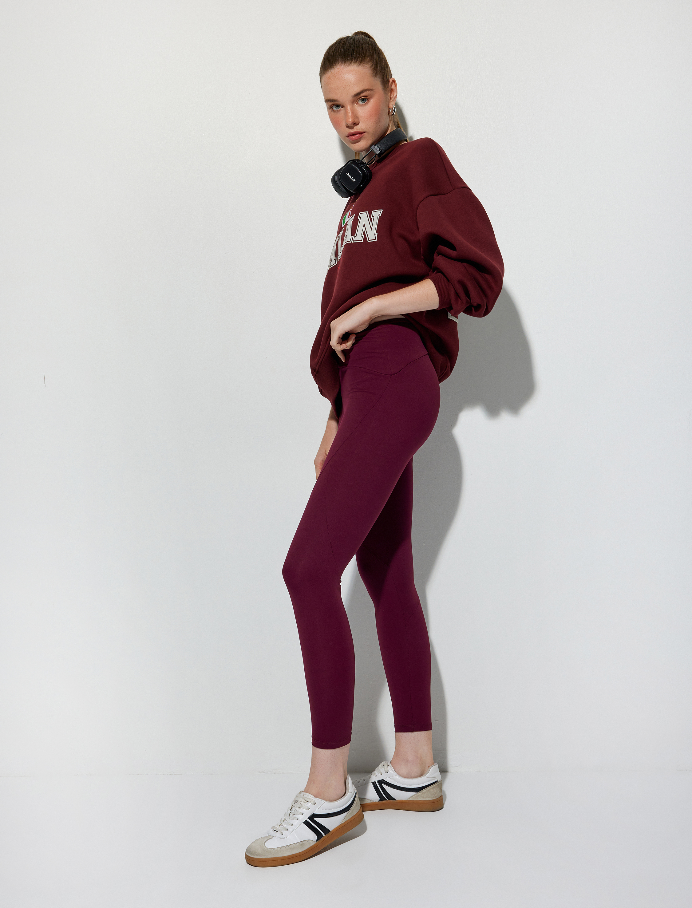   Yüksek Bel Tayt Dar Kalıp Dikiş Detaylı Yumuşak Tuşe Dokulu